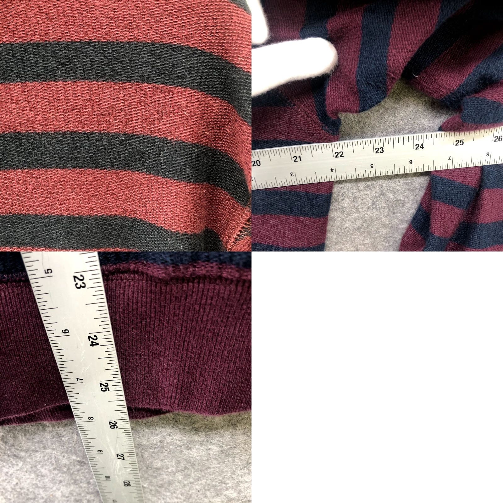 Vintage Fisher And Bennet Hoodie Mens L Burgundy Blue Stripe Pullover Cotton Sweatshirt Size US L / EU 52-54 / 3 - 8 Thumbnail