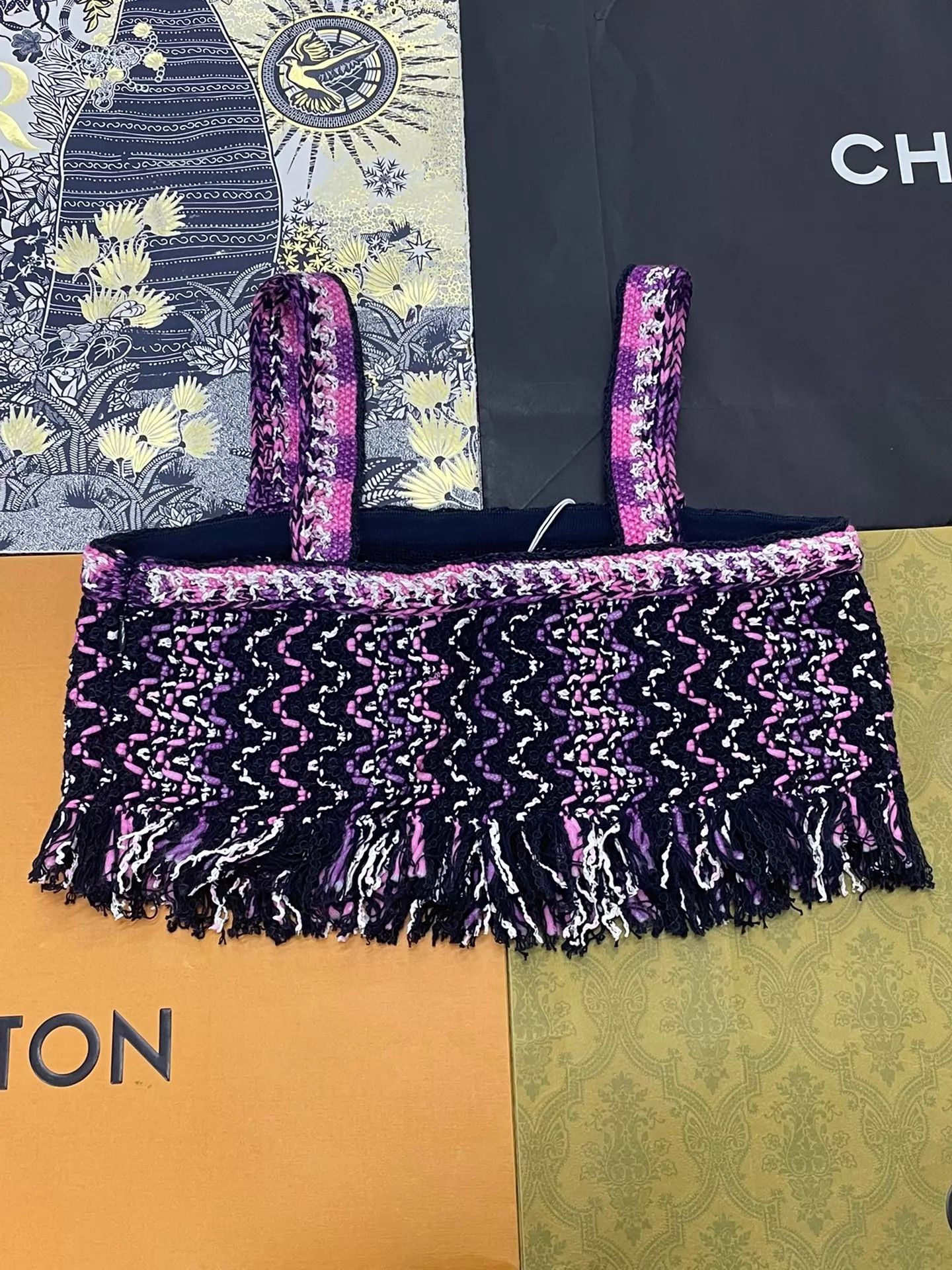 Chanel Chanel Purple & Black Woven Tassel Cami Crop Top Size XS / US 0-2 / IT 36-38 - 3 Thumbnail