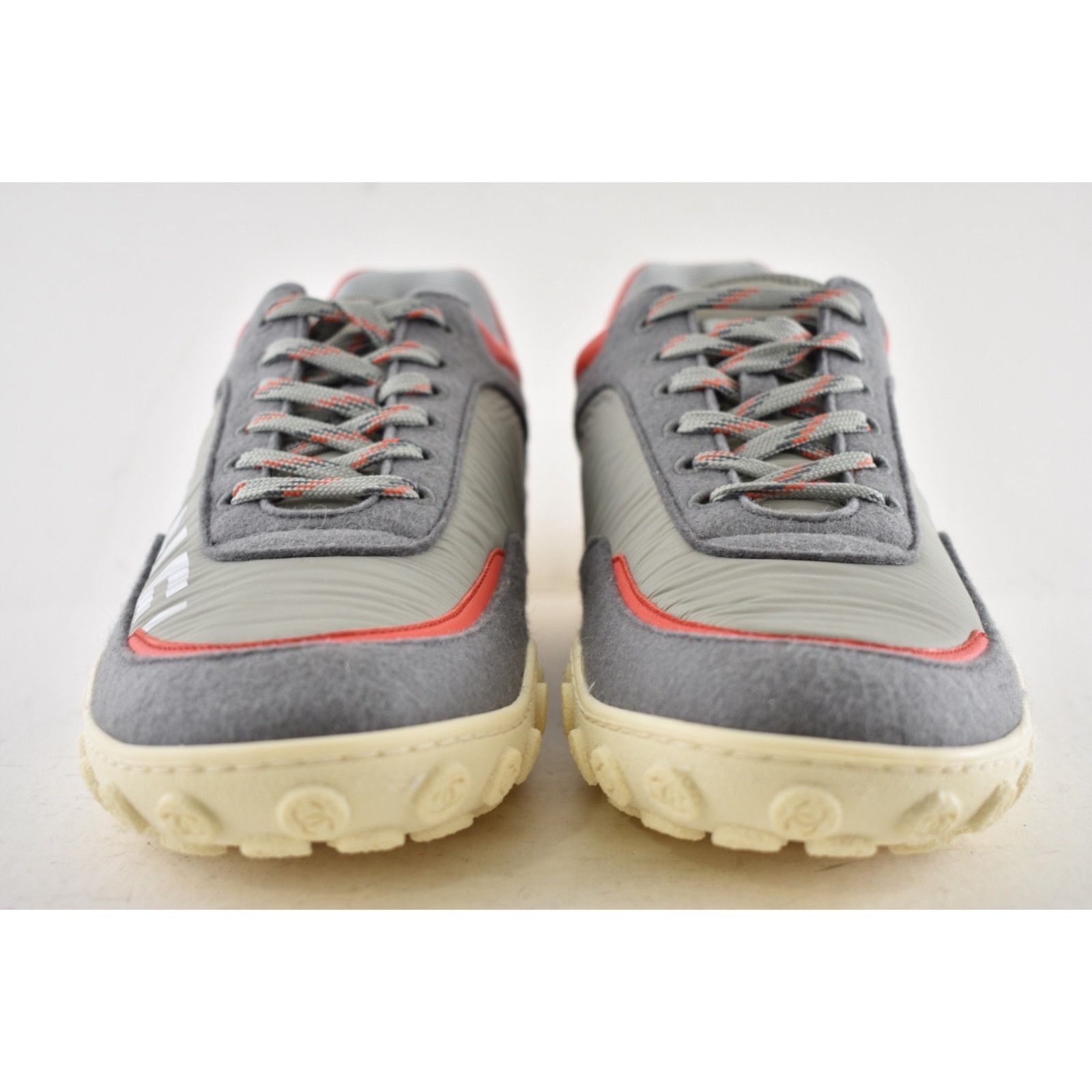 Chanel Chanel Mens 18K Grey Orange Nylon CC Logo Lace Up Low Size US 11 / EU 44 - 8 Thumbnail