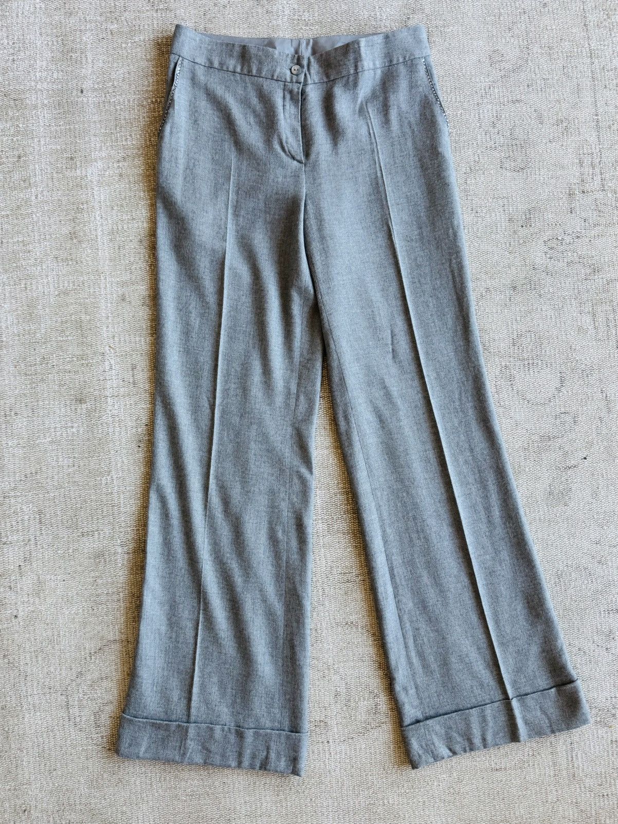 Blumarine Bluegirl by Blumarine crust trim cuffed gray trousers 42 Size 28" / US 6 / IT 42 - 10 Thumbnail