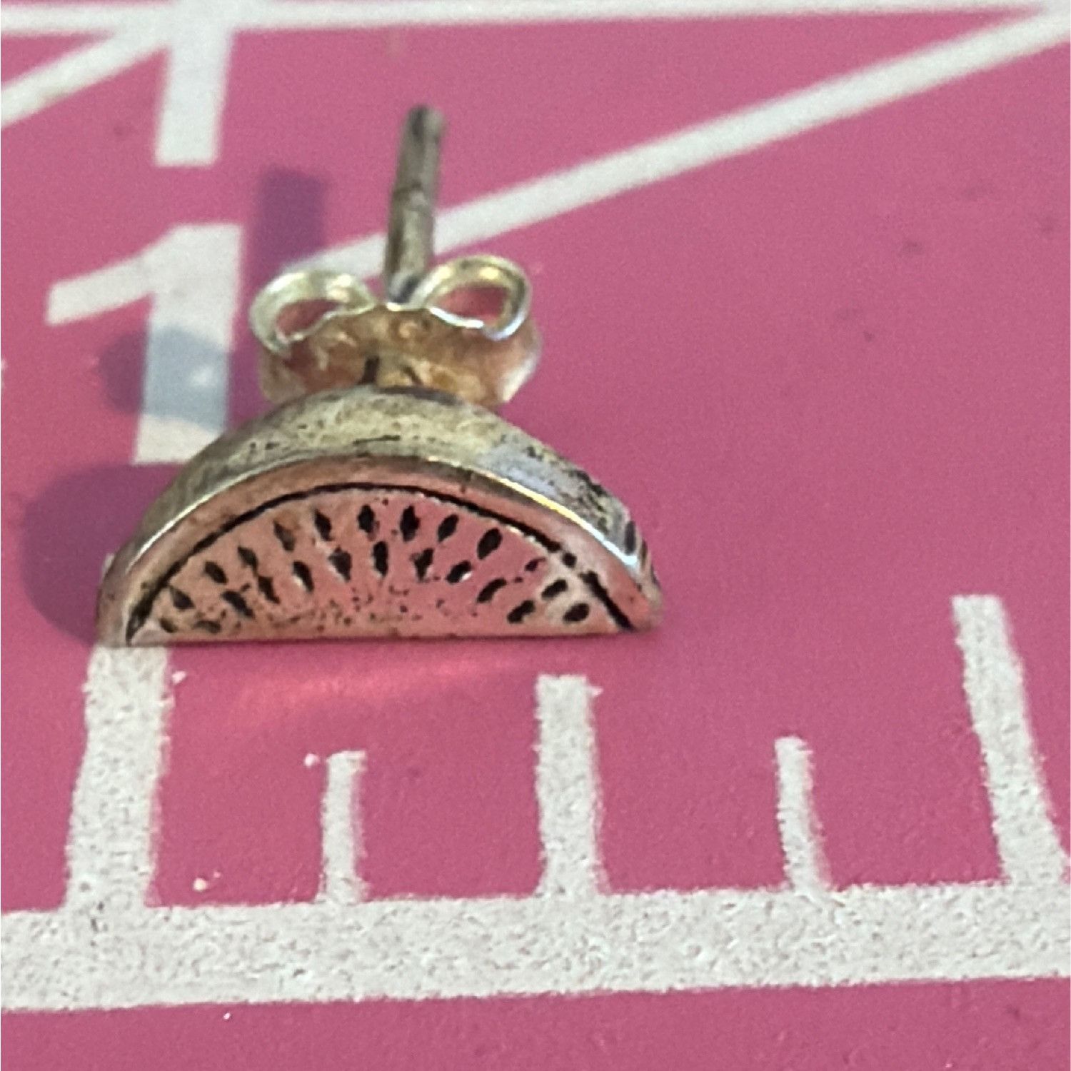 Other Vintage Sterling Silver Watermelon Stud Earrings Pierced .25 Size ONE SIZE - 4 Thumbnail