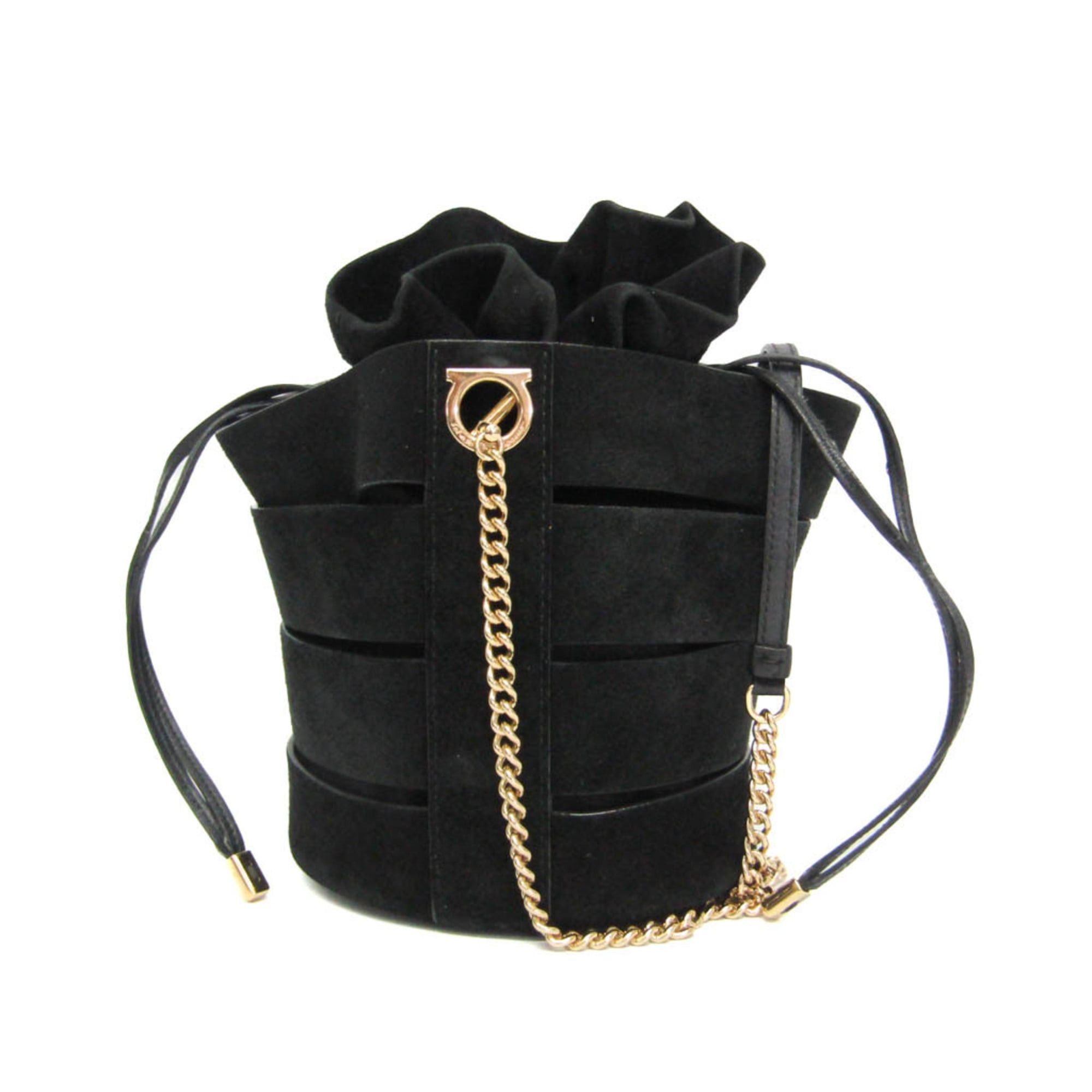 Salvatore Ferragamo Salvatore Ferragamo Gancini GE-21 F468 Women's Leather Shoulder Bag Black Size ONE SIZE - 1 Thumbnail