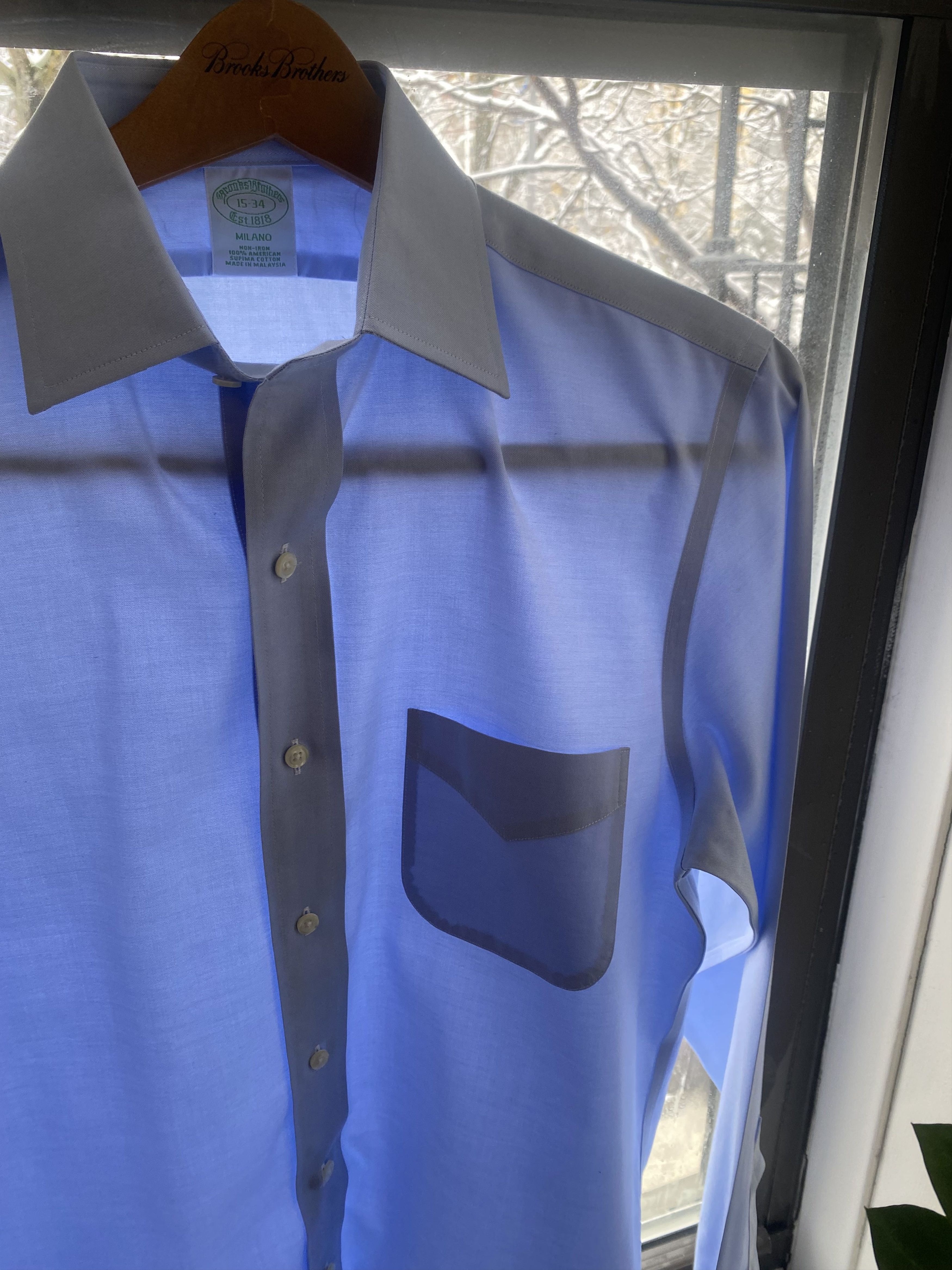 Brooks Brothers Brooks Brothers' Blue Stretch Supima® Non-Iron Oxford Shirt Size US S / EU 44-46 / 1 - 5 Thumbnail