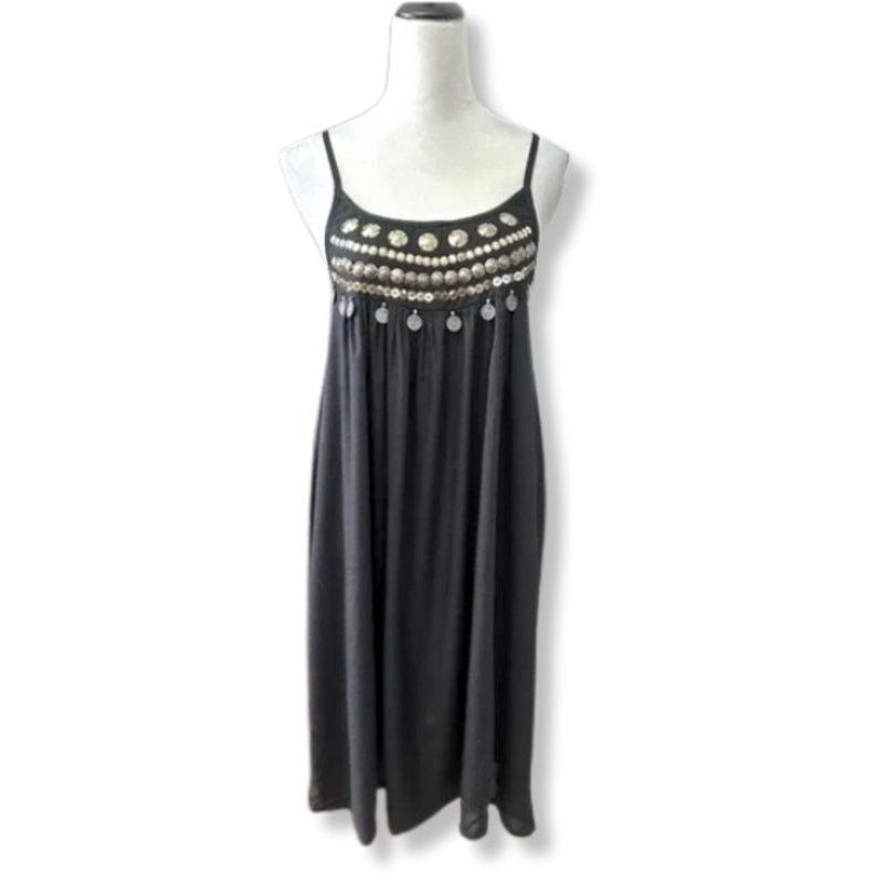 Area Stars Slip Dress Cross Back Embellish Women's Black M