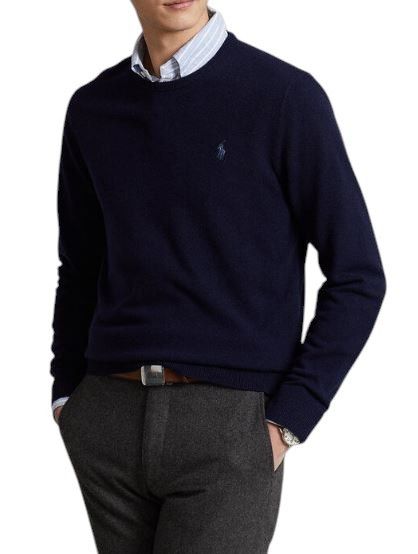 Ralph Lauren Dark Blue L Wool Tight Knit Crew Pullover 86947 Size US L / EU 52-54 / 3 - 1 Thumbnail