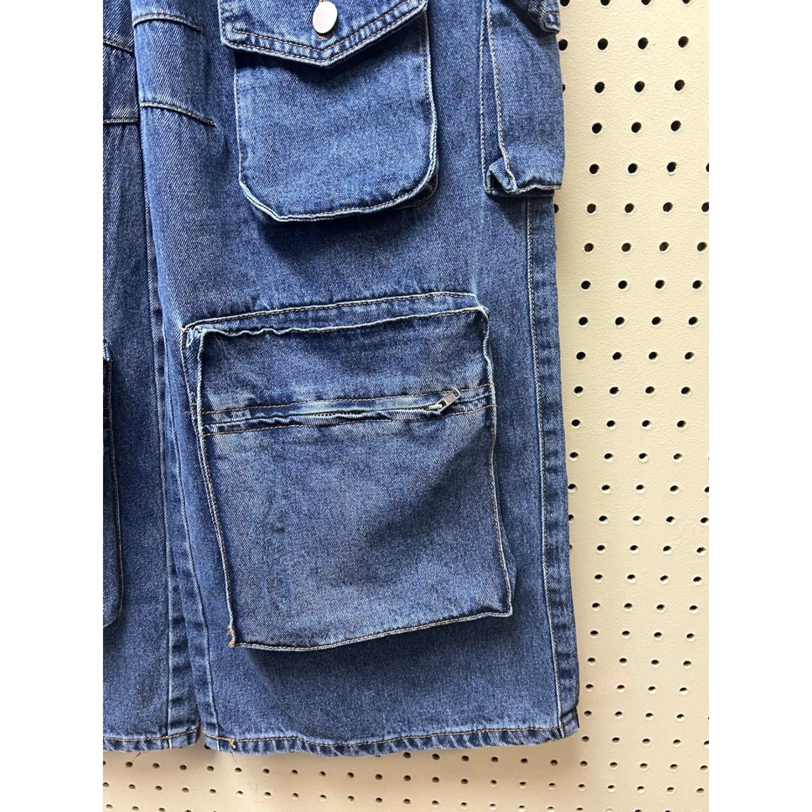 Fashion Nova Fashion nova Jeans Women 7 Blue Cargo Hi-Rise 90s Y2K Baggy Wide-Leg NEW Size 28" / US 6 / IT 42 - 4 Thumbnail
