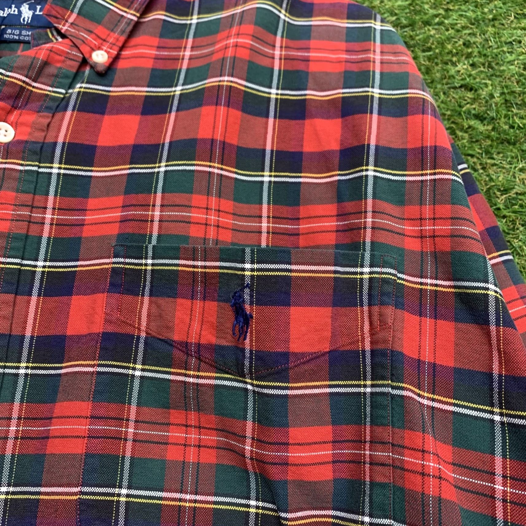 Ralph Lauren Ralph Lauren Big & Tall Shirt Mens Large Plaid Button-Down Cotton Red Green Casual Preppy Vintage Size US L / EU 52-54 / 3 - 4 Thumbnail
