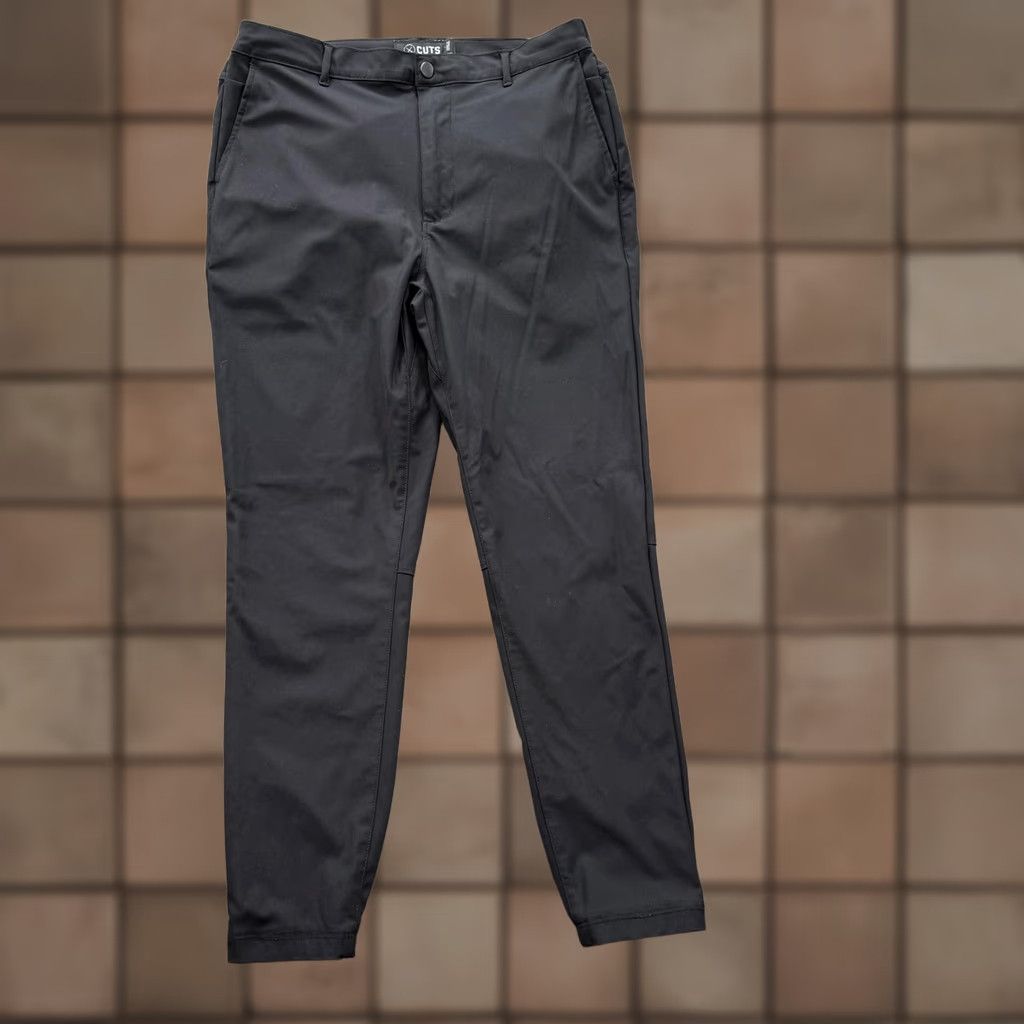 Cuts Cuts Jogger Pants Mens Large L 32x28 Black Slim Fit Cuffed Pockets zipper Elastic Waist Business Casual Size US 33 - 1 Thumbnail