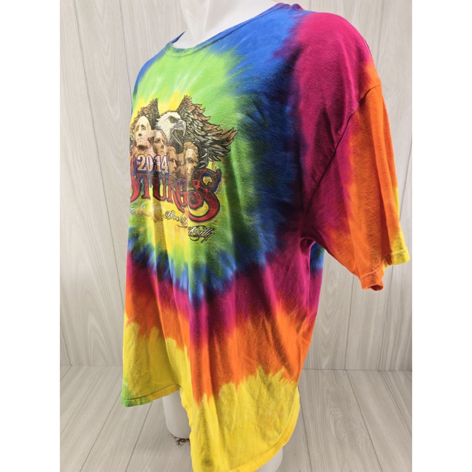 Hanes Sturgis 2014 Tie Dye 2XL T-Shirt Motorcycle Rally Double Sided Mens Size US XXL / EU 58 / 5 - 5 Thumbnail