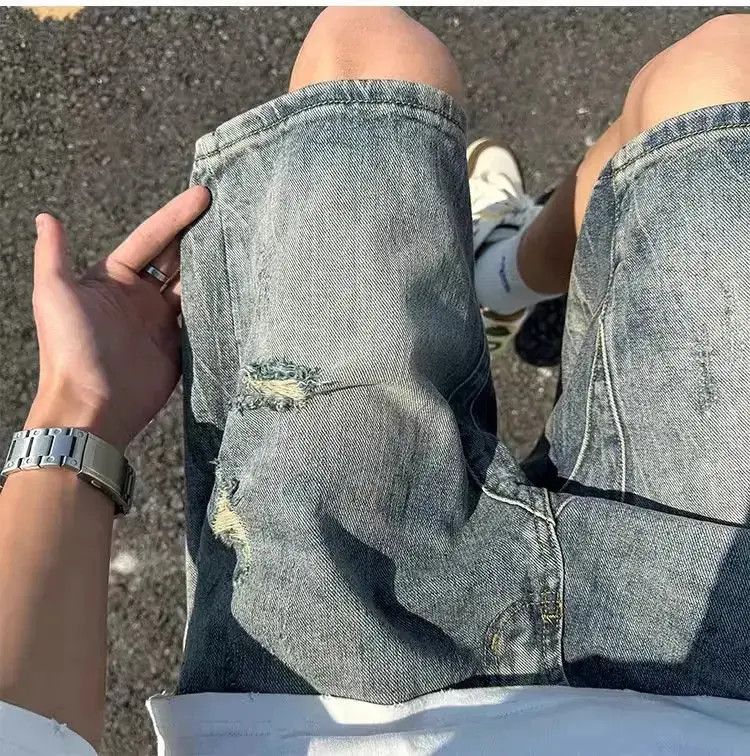 Japanese Brand Retro loose washed distressed jeans Size US 30 / EU 46 - 6 Thumbnail