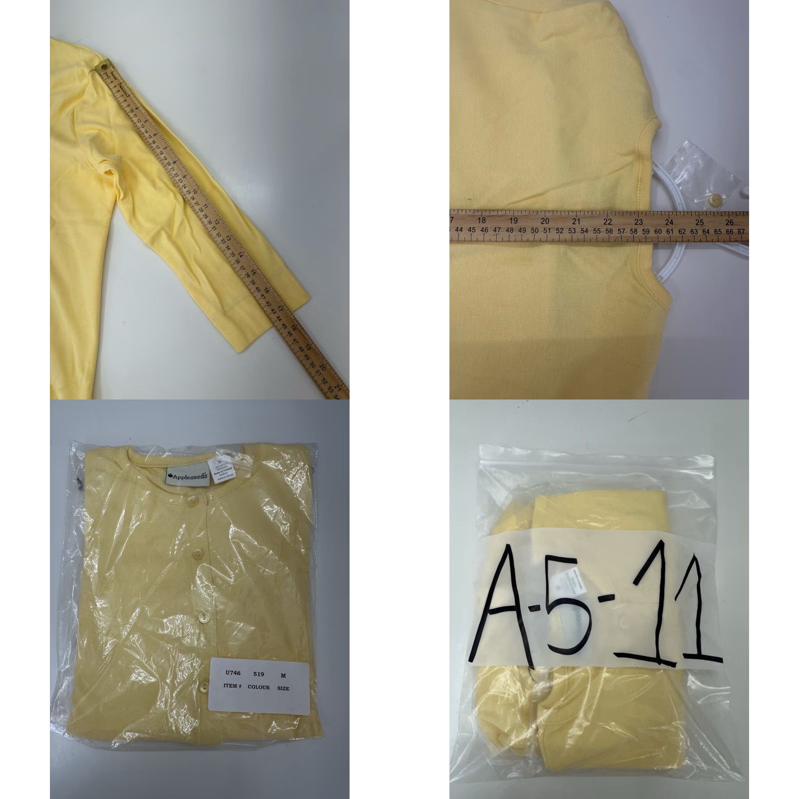 Vintage Appleseeds Womens Cardigan Size Medium Cotton Long Sleeve Button Up Yellow Size M / US 6-8 / IT 42-44 - 8 Thumbnail