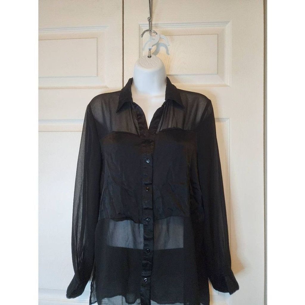 Zara Zara Black Sheer Blouse Size XS / US 0-2 / IT 36-38 - 2 Thumbnail