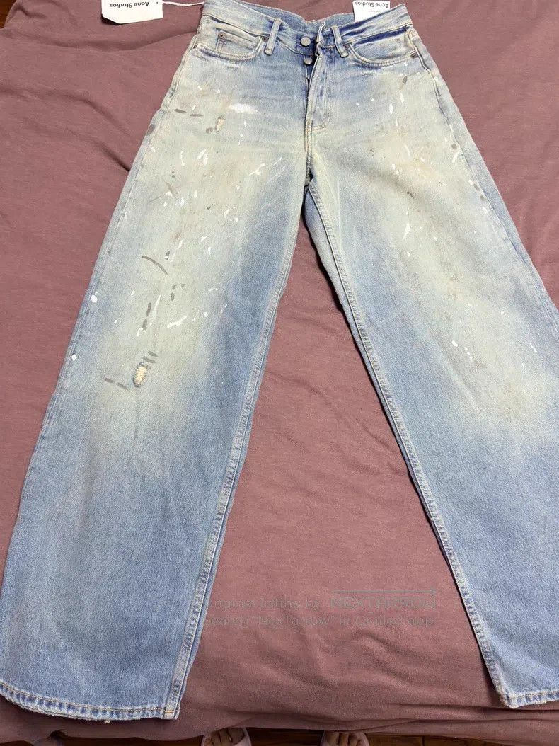 Acne Studios Acne Studios size XXS Splashed Denim Pants, Light Blue Spla Size 23" - 2 Thumbnail