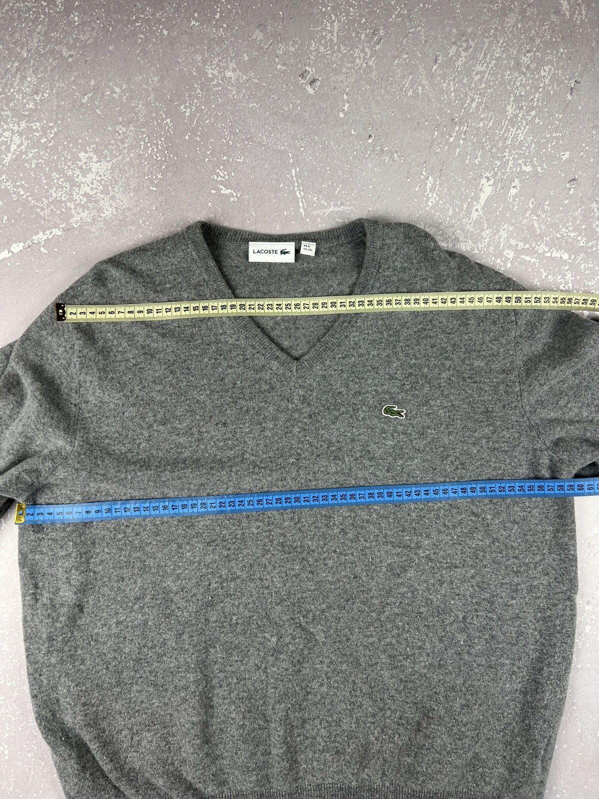 Lacoste Lacoste Wool V-Neck Sweater Pullover Mens L-XL Gray Size US L / EU 52-54 / 3 - 8 Thumbnail