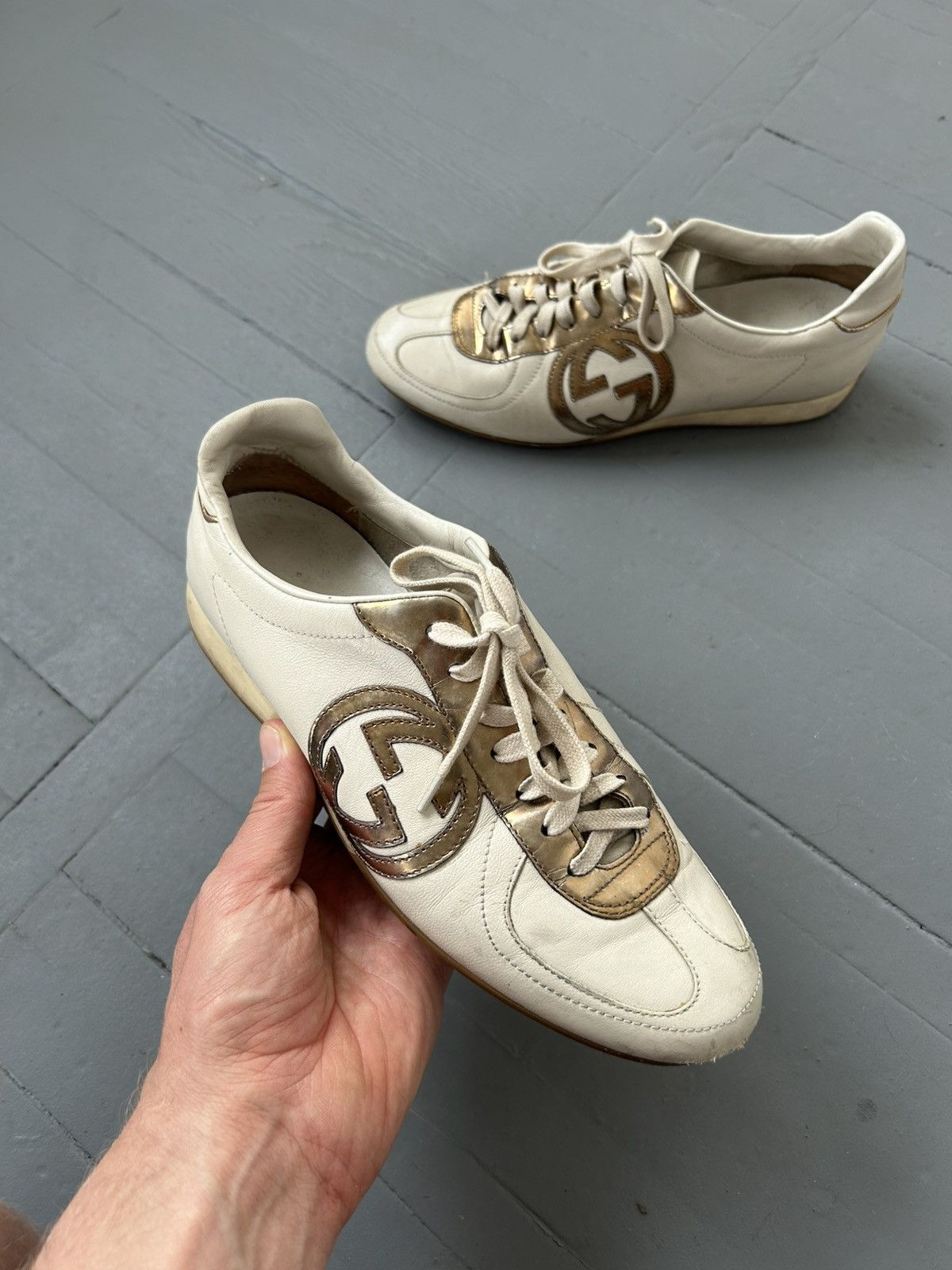 Gucci Gucci monogram leather trainers sneakers 00s Size US 8 / IT 38 - 2 Thumbnail