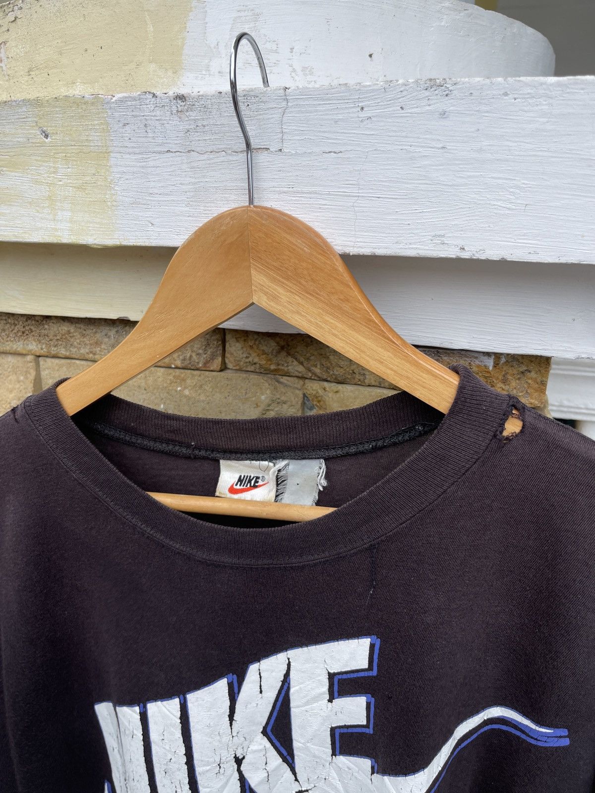 Vintage Last Drop🔥Rare🔥Vtg 90s Faded NIKE AIR Big Logo Swoosh Tee Size US L / EU 52-54 / 3 - 6 Thumbnail