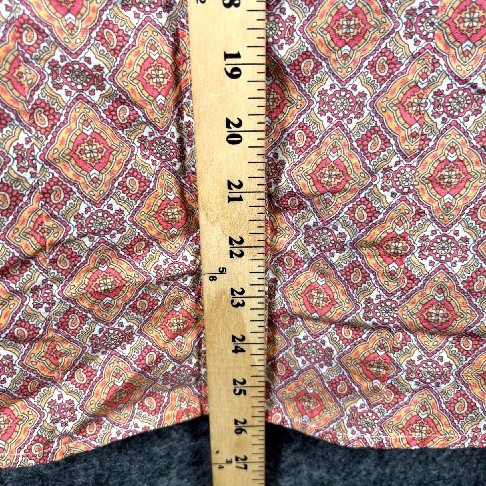 Vintage Cinch Button-Up Shirt Women's S Orange Cotton Geometric Print Preppy Coastal Shirt Size S / US 4 / IT 40 - 3 Thumbnail