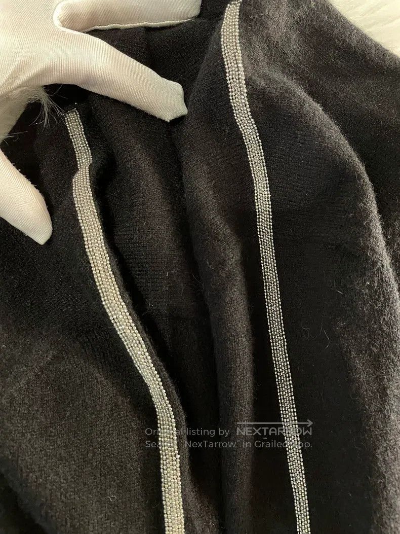 Brunello Cucinelli Brunello Cucinelli Black Cashmere Beaded Cardigan Size M / US 6-8 / IT 42-44 - 9 Thumbnail