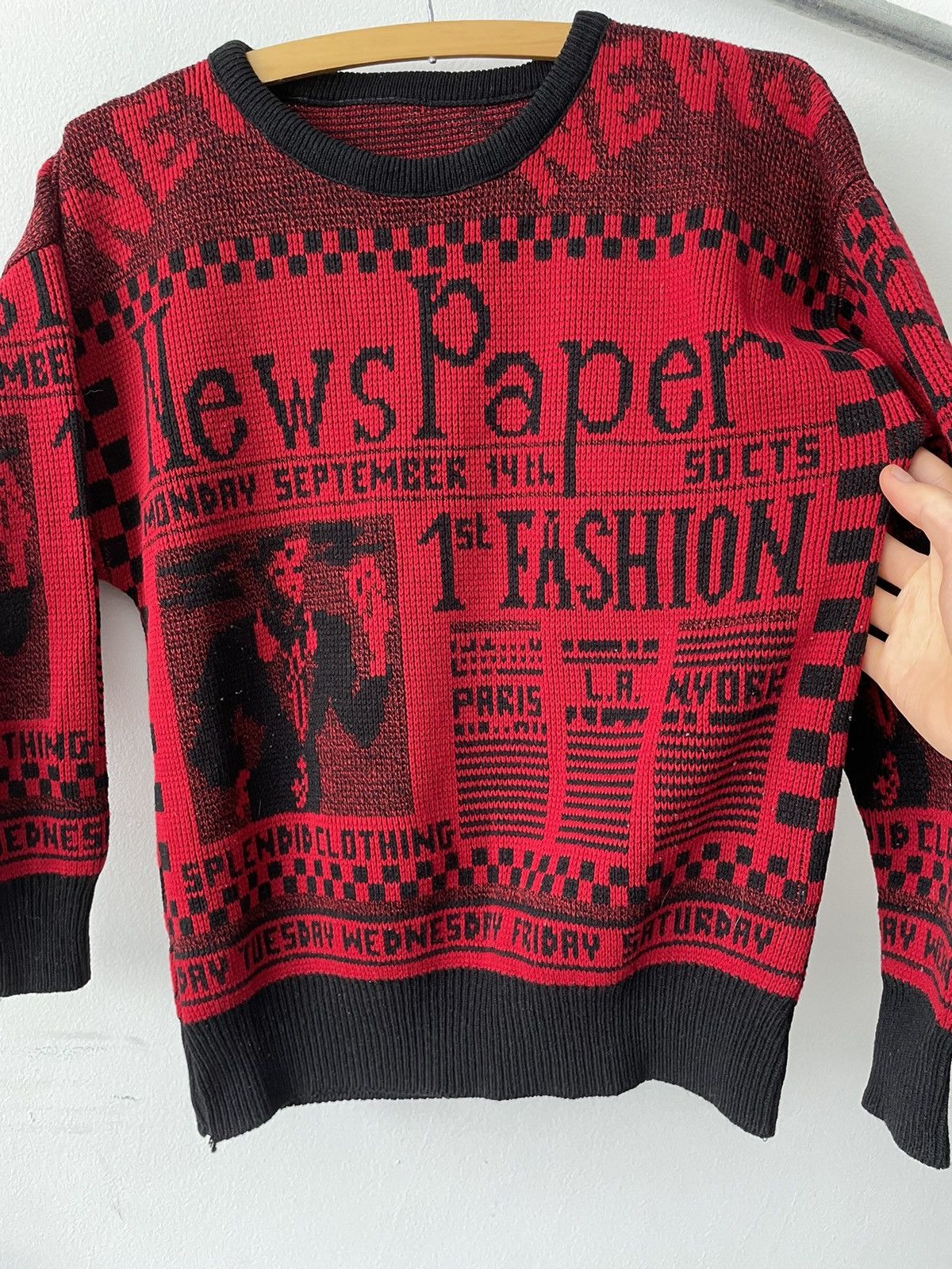Vintage Vintage 80s 90s Fashion Newspaper Knit Sweater Size US M / EU 48-50 / 2 - 4 Thumbnail