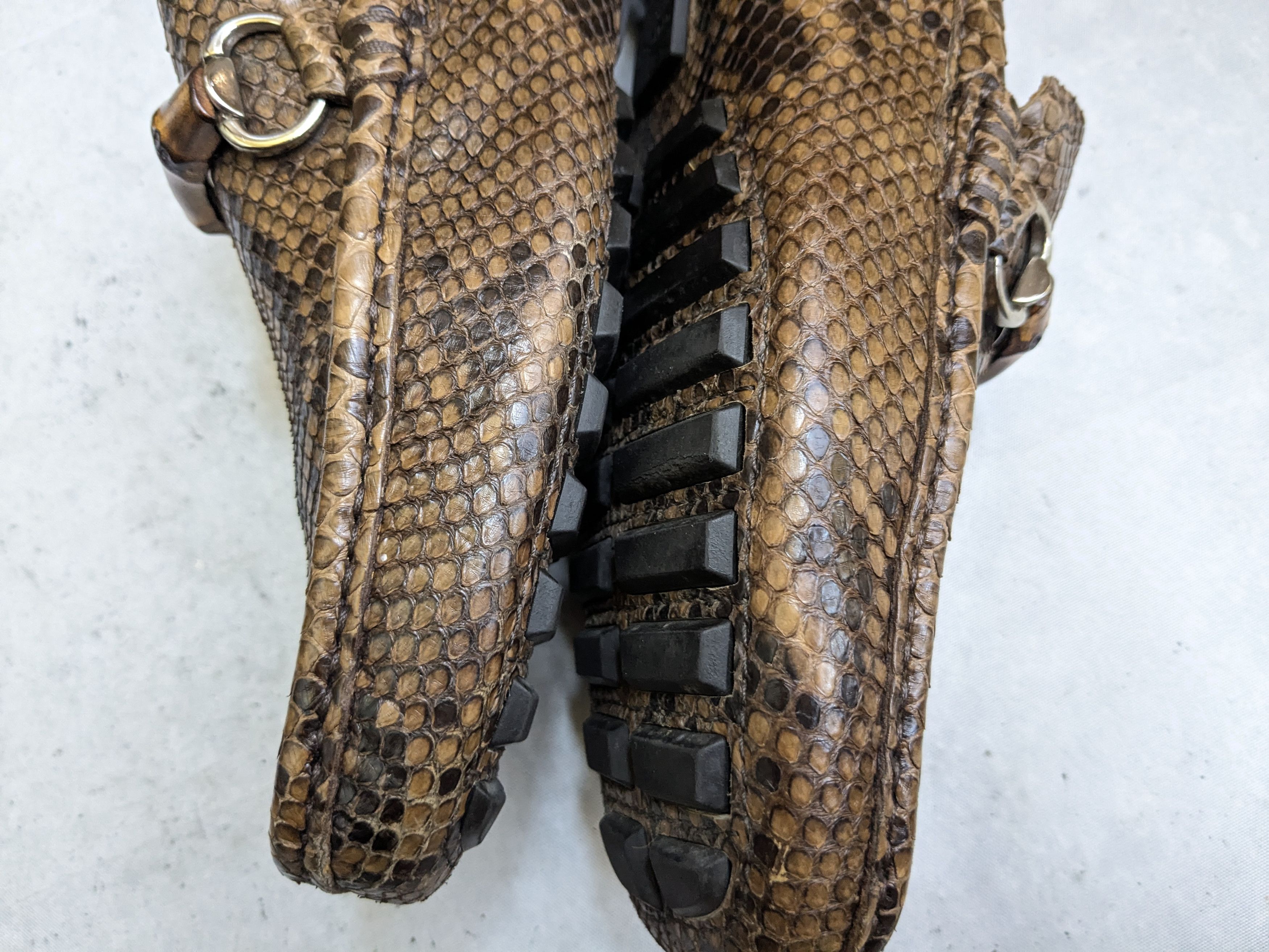 Gucci Gucci Horsebit Loafers Python Snakeskin 10.5 Leather Brown Size US 10.5 / EU 43-44 - 12 Thumbnail