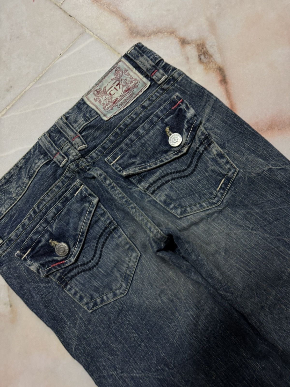 Tornado Mart 💥FLARE💥90's STYLE C-SEVENTEEN WHISKER CLAWMARK BELL BOTTOM Size US 29 - 12 Thumbnail