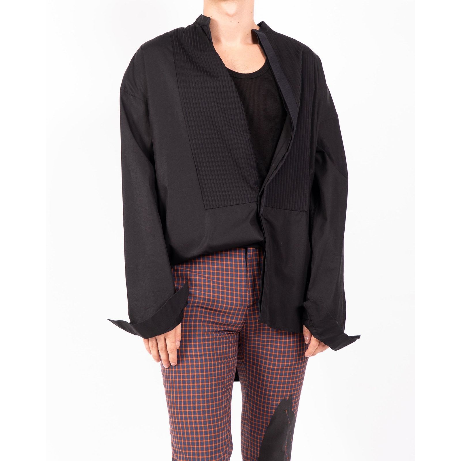 Haider Ackermann SS13 Oversized Plisse Detail Shirt in Black Cotton Size US S / EU 44-46 / 1 - 4 Thumbnail