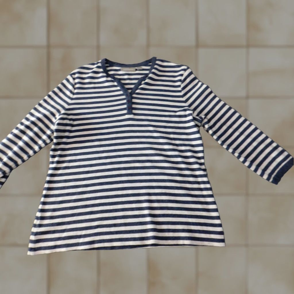 Croft & Barrow Croft & Barrow Womens Sweater Large Blue Striped Pullover Crew Neck Knit Long Sleeve Stretch Classic Size L / US 10 / IT 46 - 1 Thumbnail