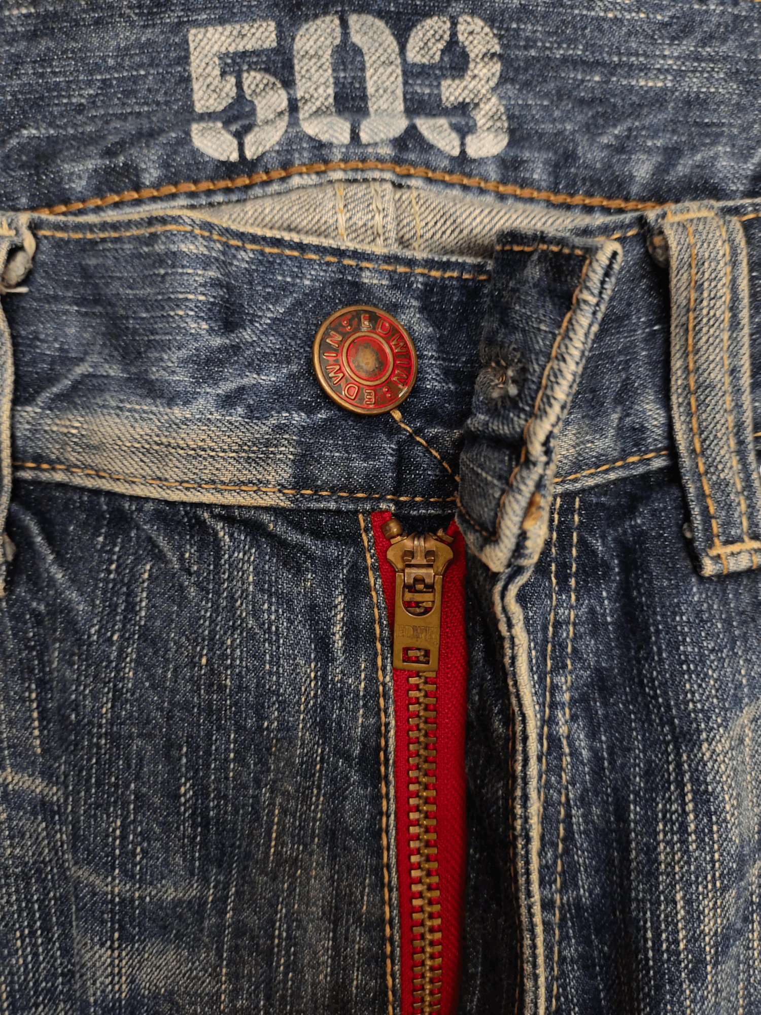 Number (N)ine × Undercover Edwin 503 Clawmark Distress Faded Jeans Undercover Style Size US 34 / EU 50 - 6 Thumbnail