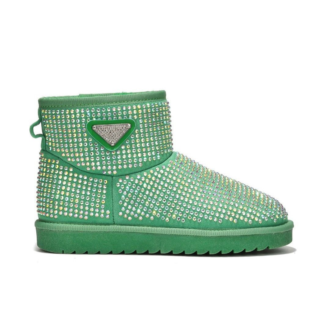 Other Twinkle Faux Fur Lined Slip On Winter Ankle Boots Green Irid Size US 8 / IT 38 - 5 Thumbnail