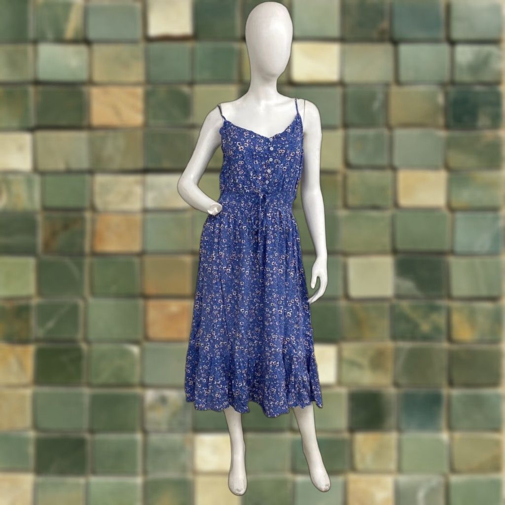 beach vacation dress Women's Beach Vacation Dress Sleeveless Tunic Dress in White with Blue Flowers