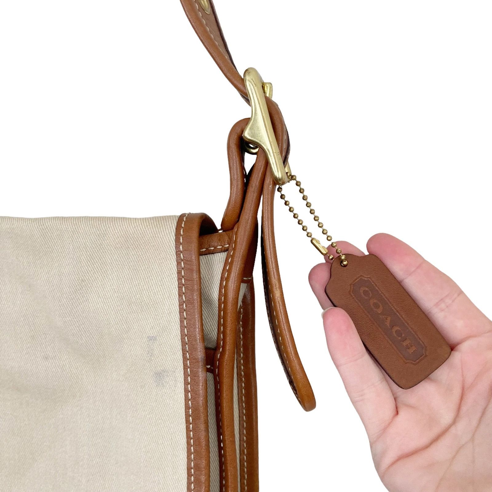 Coach Coach Canvas Leather Cream Brown Bag Size ONE SIZE - 3 Thumbnail