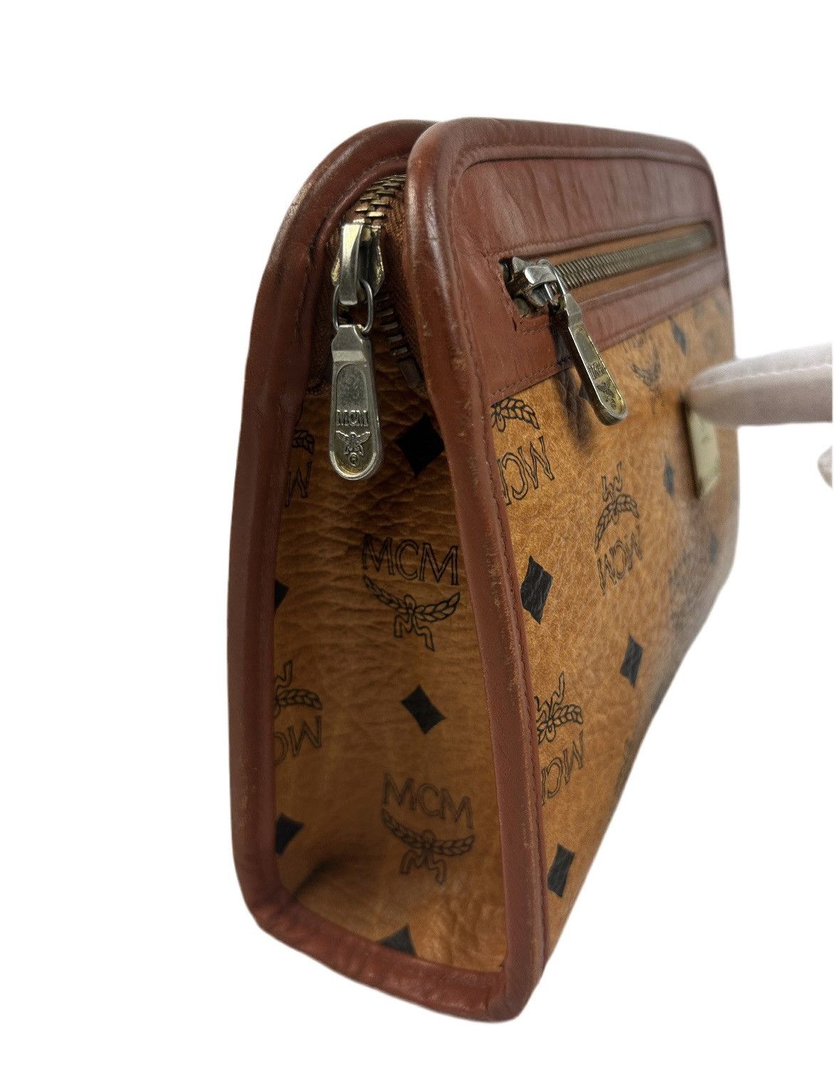 MCM MCM Cognac Leather Clutch Bag Size ONE SIZE - 4 Thumbnail