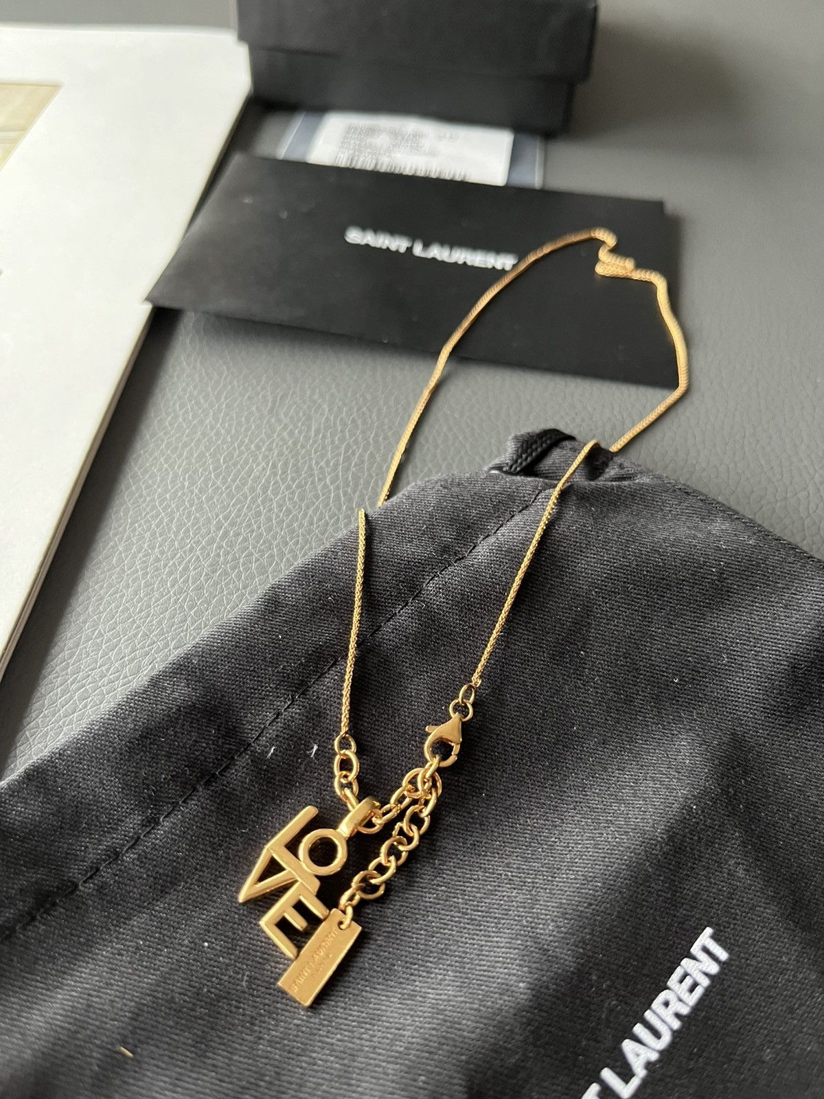 Hedi Slimane × Saint Laurent Paris × Yves Saint Laurent Super Runway Saint Laurent Brand New Love Charm Necklace Size ONE SIZE - 8 Thumbnail
