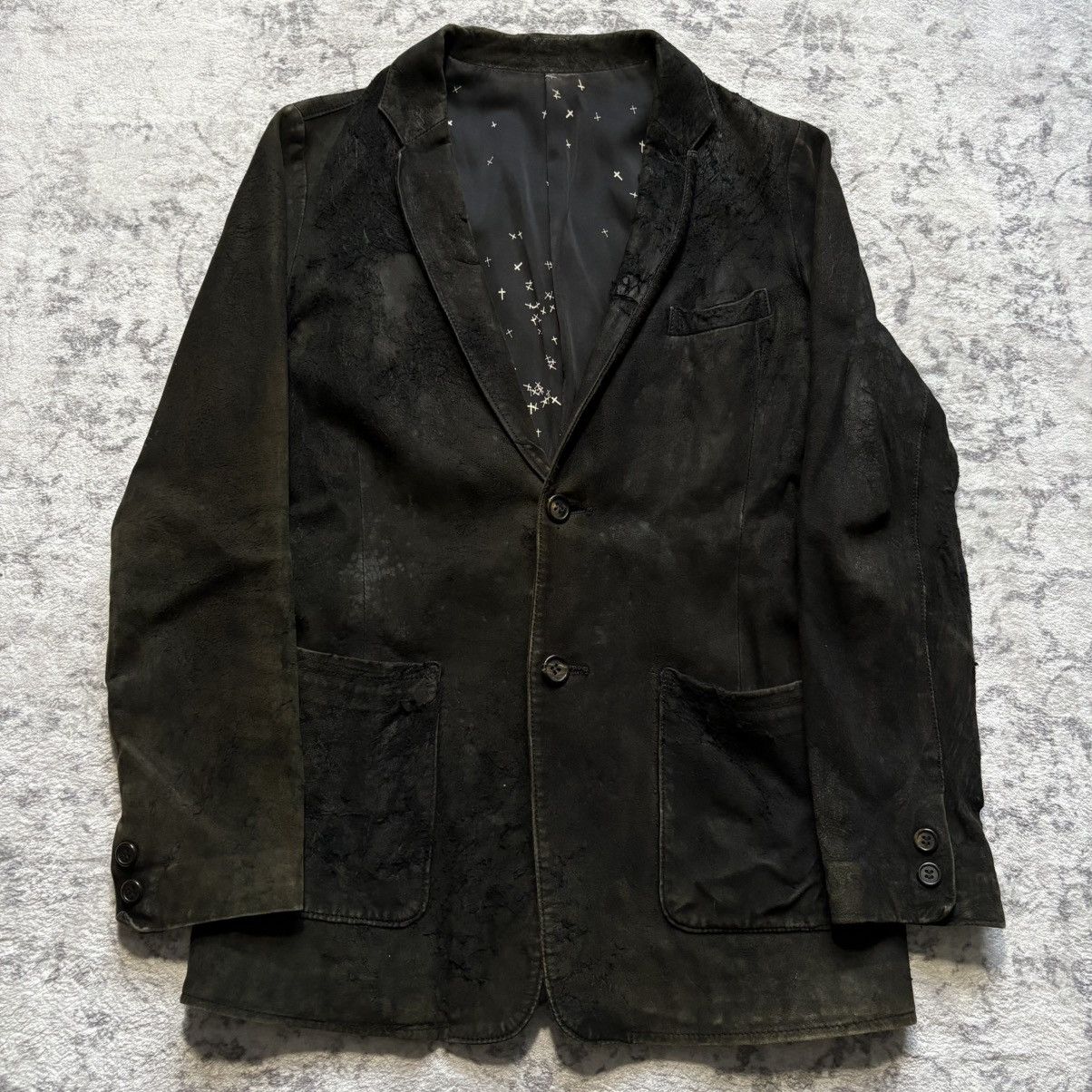 Undercover Undercover AW02 Blistered Leather Cross Blazer | Size S Size 36R - 1 Thumbnail