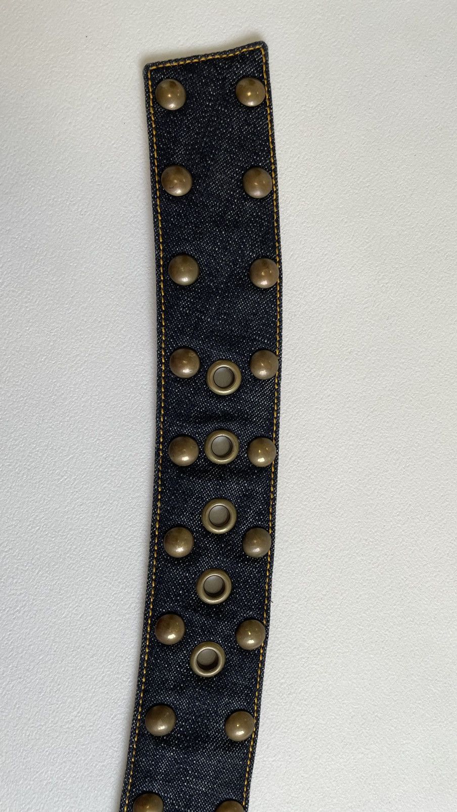 Miu Miu Mid 2000s Blue Studded Denim Belt Size 32 - 11 Thumbnail