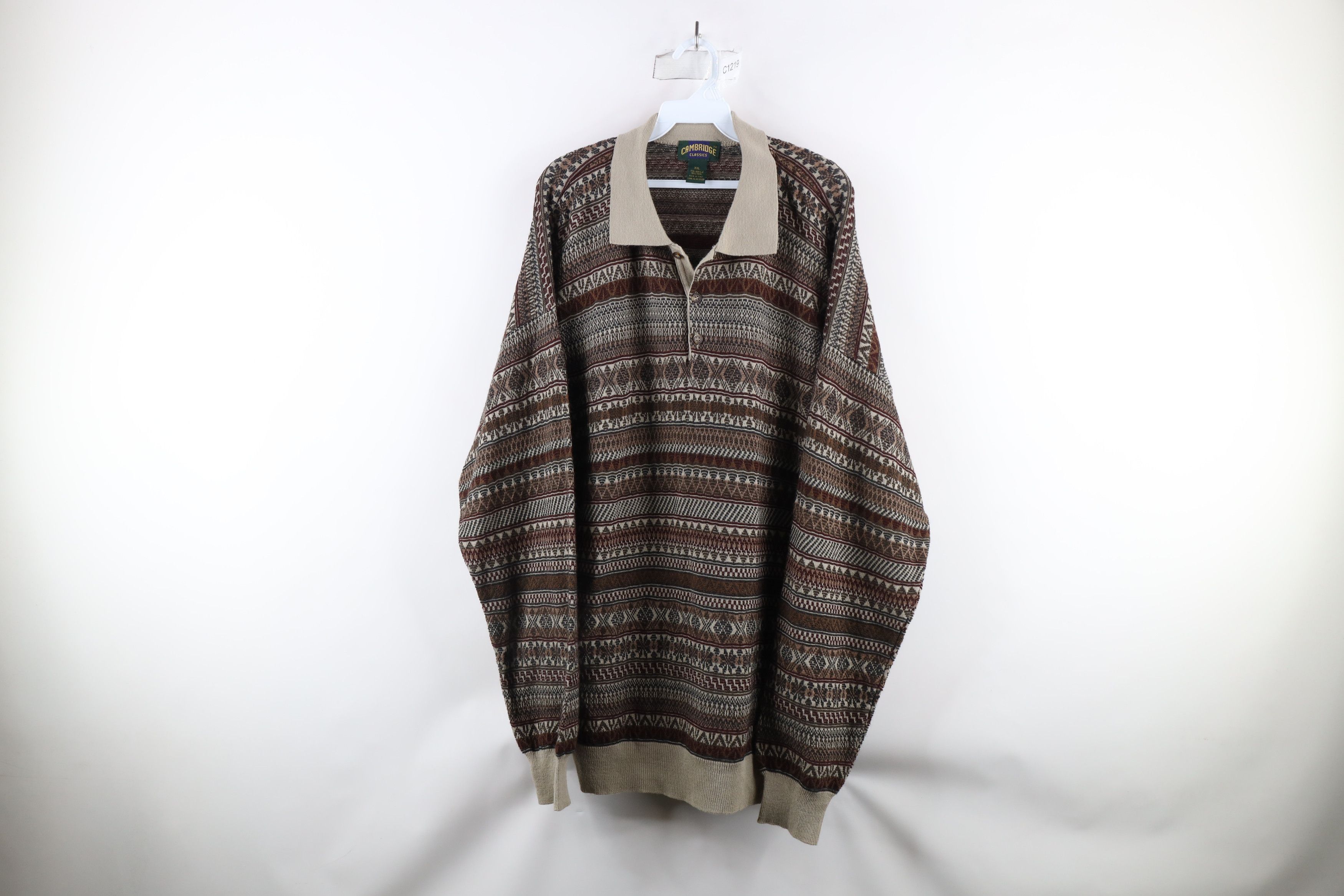 Vintage Vintage 90s Coogi Style Wool Blend Knit Collared Sweater Size US XXL / EU 58 / 5 - 1 Thumbnail