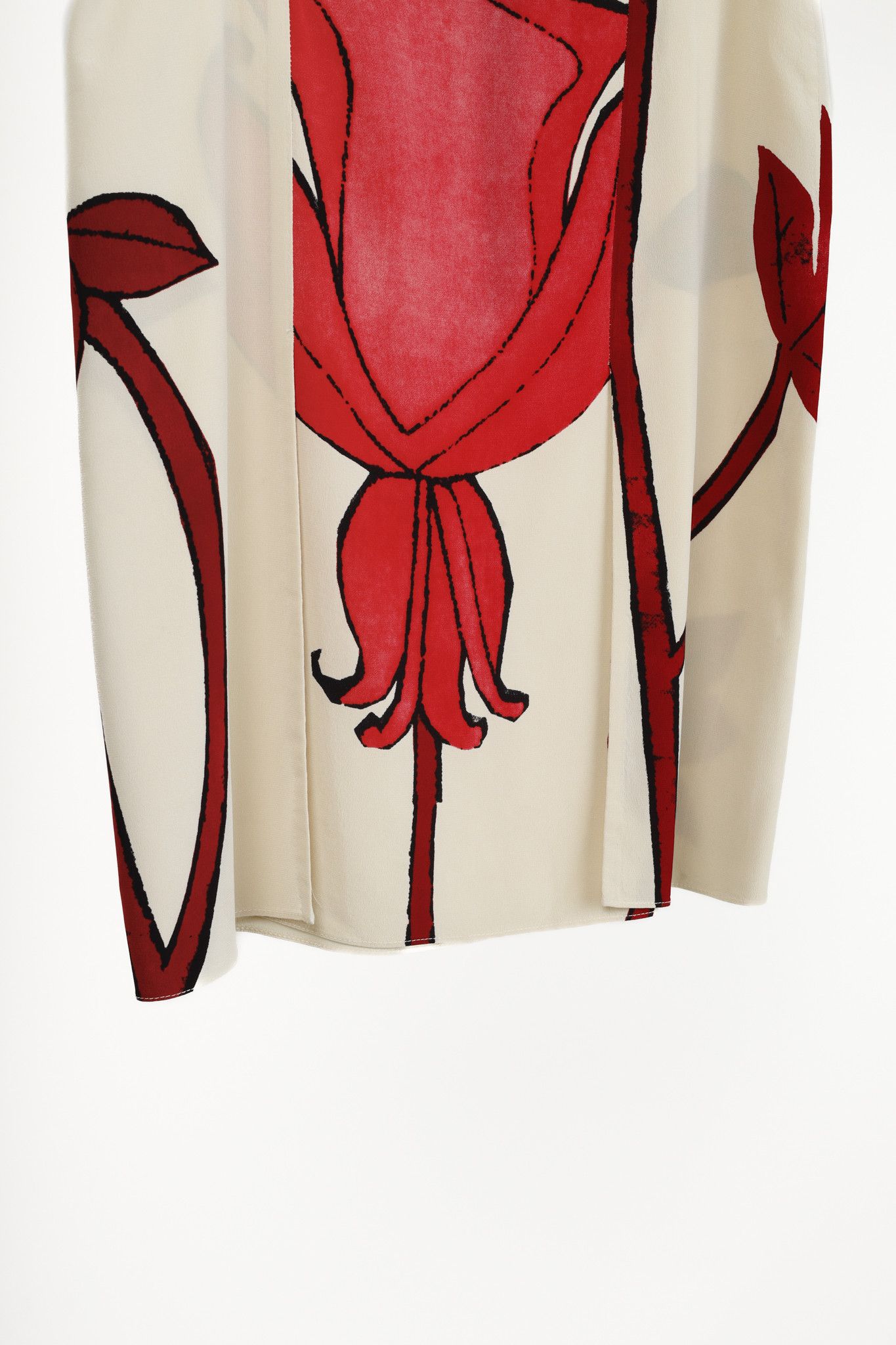 Marni Marni Cream and Red Silk Floral Print Skirt Size 31" - 6 Thumbnail