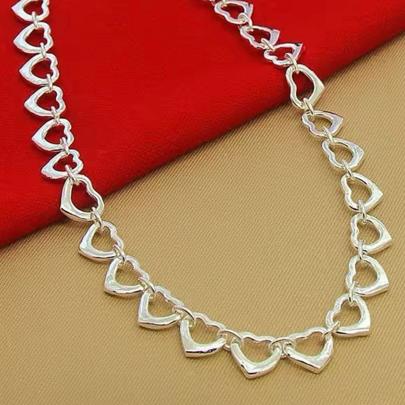 Other Sterling Silver Plated Heart Charm Silver Necklace Size ONE SIZE - 1 Thumbnail