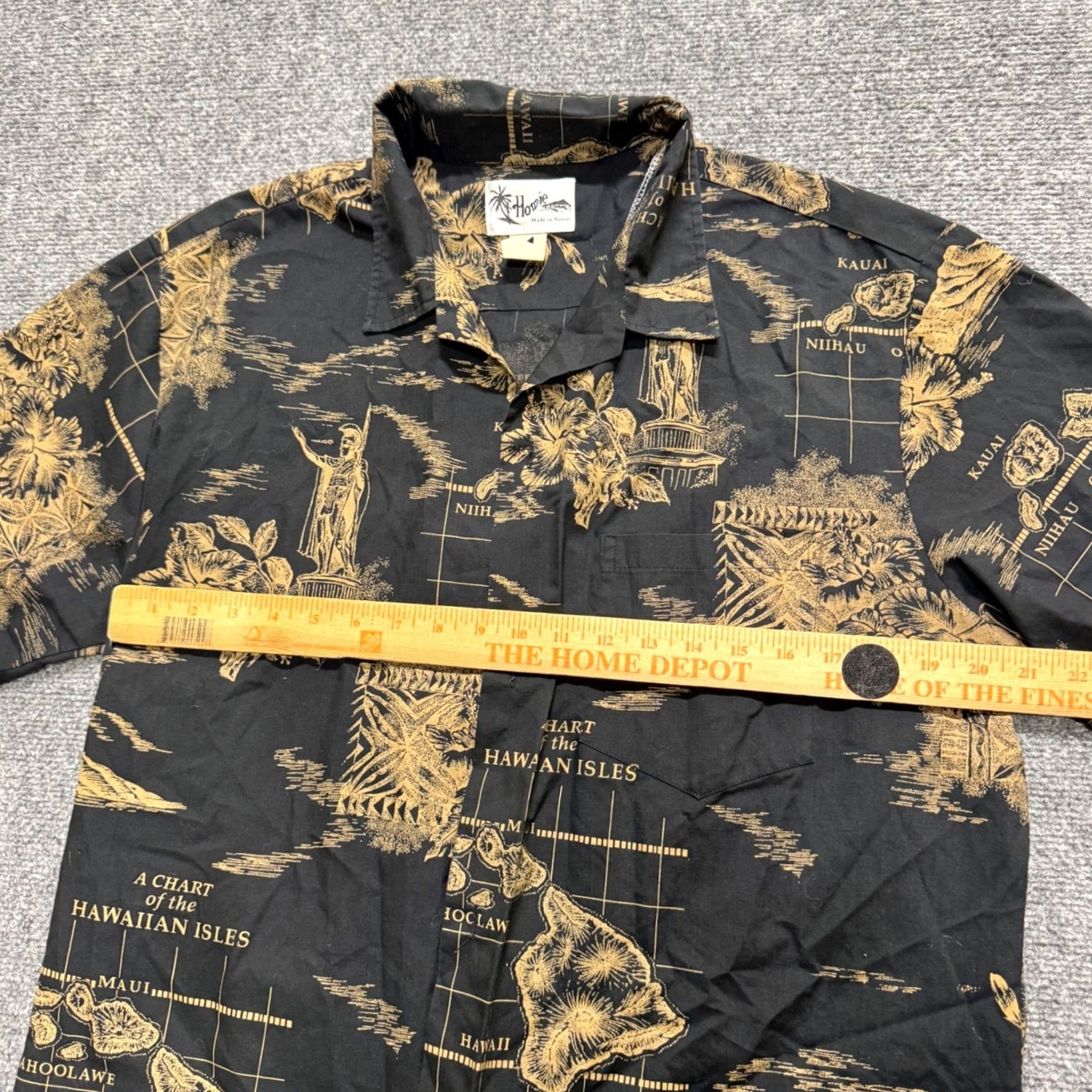 Vintage VTG HOWIE Shirt Mens L Black Hawaiian Chart of Isles Made In Hawaii Camp Resort Mens L Black Hawaiian Chart of Isles Size US L / EU 52-54 / 3 - 5 Thumbnail