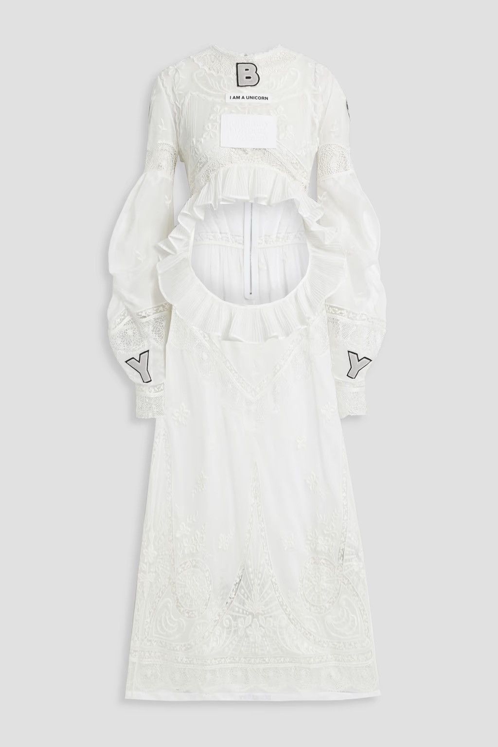 Burberry BURBERRY Appliquéd cutout cotton-voile and crocheted Dress Size S / US 4 / IT 40 - 2 Thumbnail