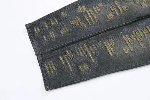 Japanese Brand Straight spliced Distressed Denim Size US 35 - 3 Thumbnail