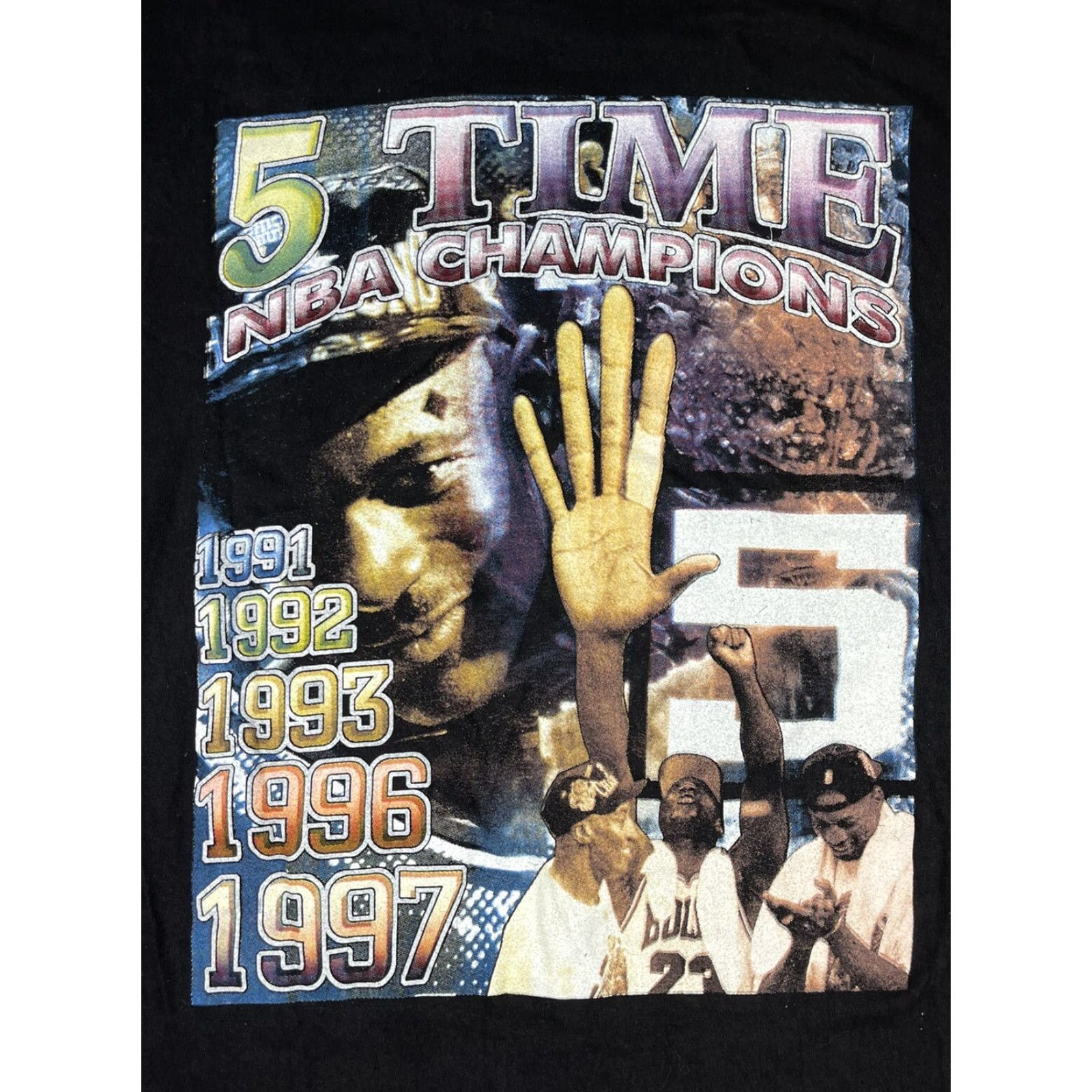 Jordan Brand VINTAGE Chicago Bulls Michael Jordan Rap T-Shirt 90s Basketball Champions Black 2XL Mens Size US XXL / EU 58 / 5 - 4 Thumbnail
