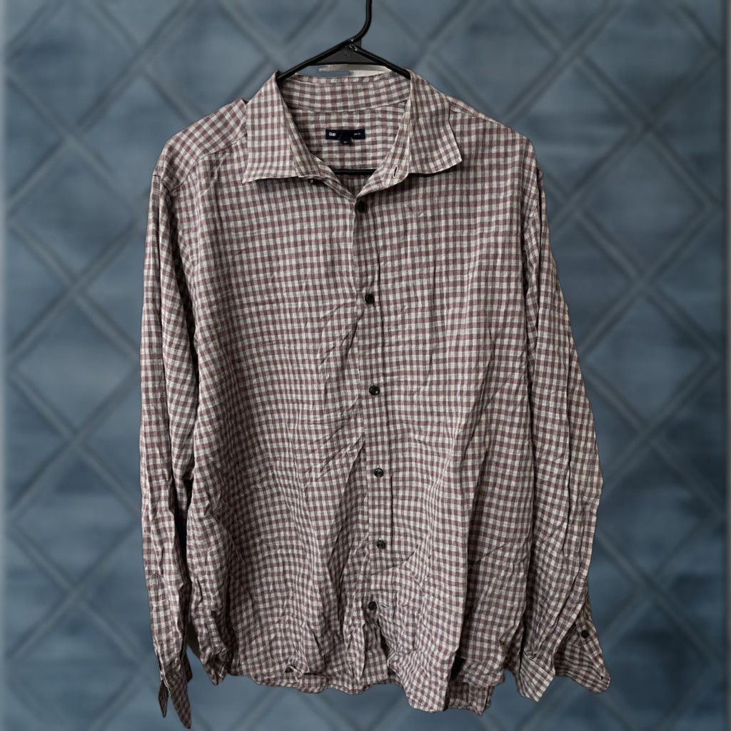 Gap VINTAGE Gap Button-Up Shirt Mens Size XL Gray Plaid Check Slim Fit Long Sleeve Gingham Size US L / EU 52-54 / 3 - 1 Thumbnail