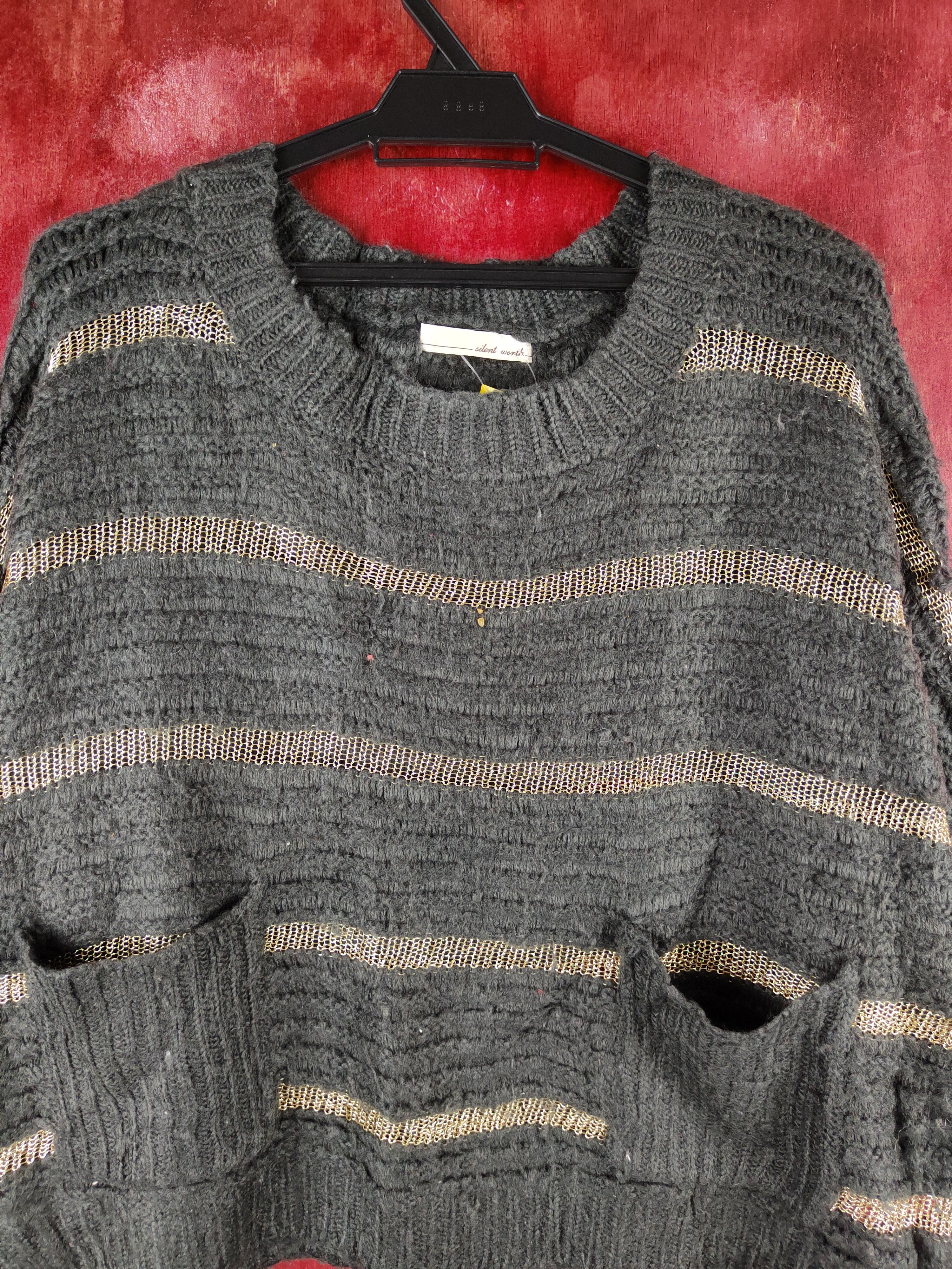 Homespun Knitwear × Japanese Brand × Vintage Baggie Silent Worth Dark Gray Knitwear Sweatshirts #S2372 Size L / US 10 / IT 46 - 2 Thumbnail