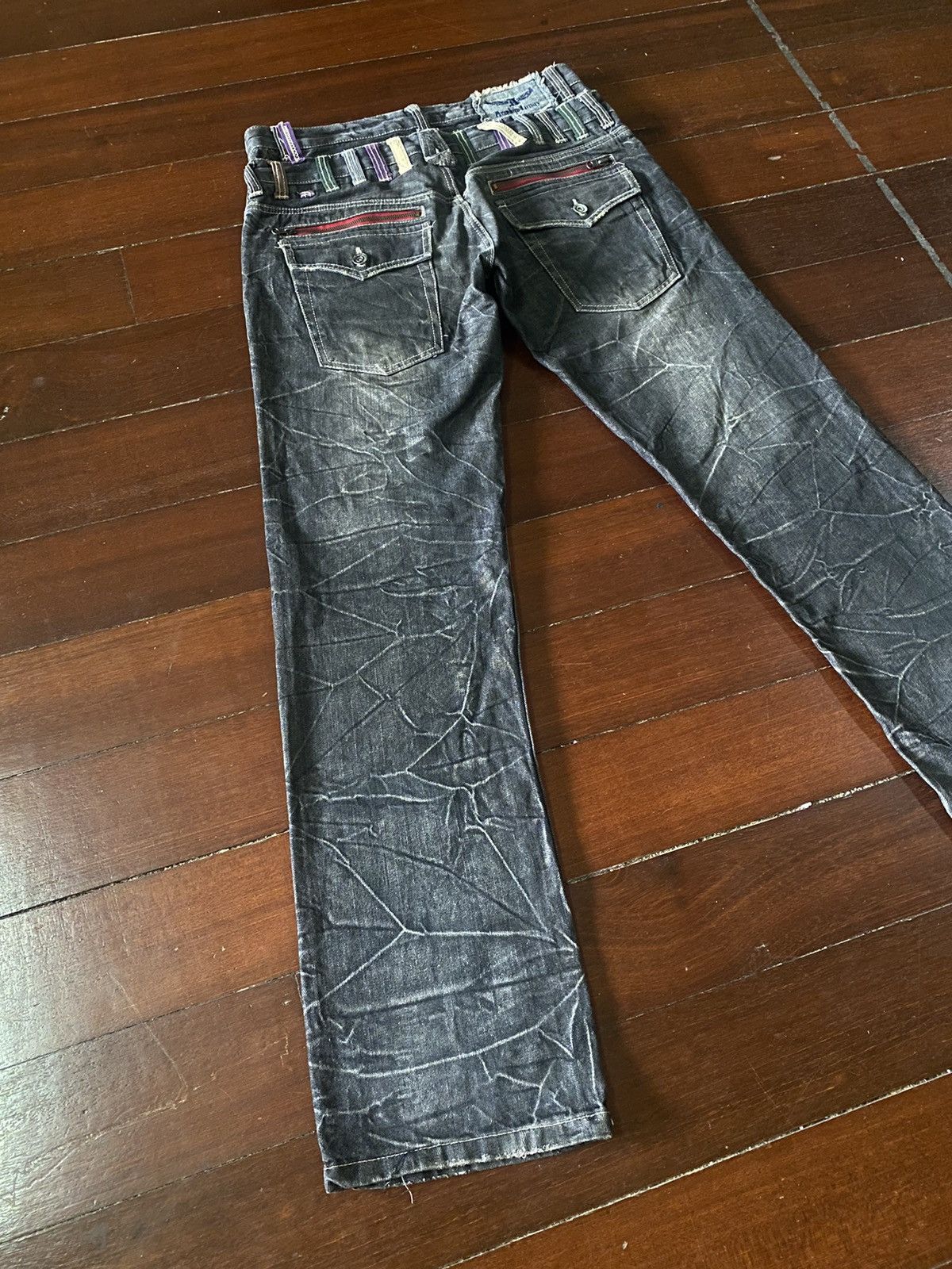 Designer × Japanese Brand × PPFM FIRE 🔥 CRAZY DESIGN ANTFUI JEANS Double Waist HONEY COMB Size US 32 / EU 48 - 2 Thumbnail