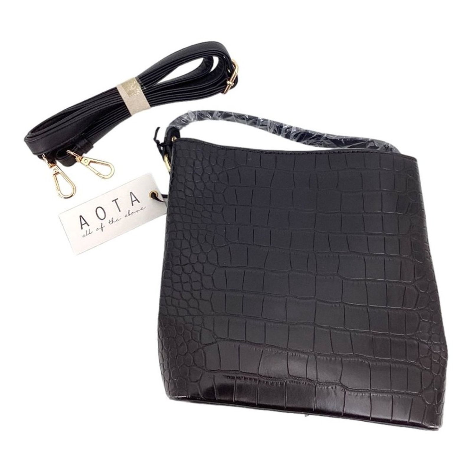 Other AOTA Elena Black Croc Top Handle Bucket Bag NWT $188 MSRP Size ONE SIZE - 4 Thumbnail