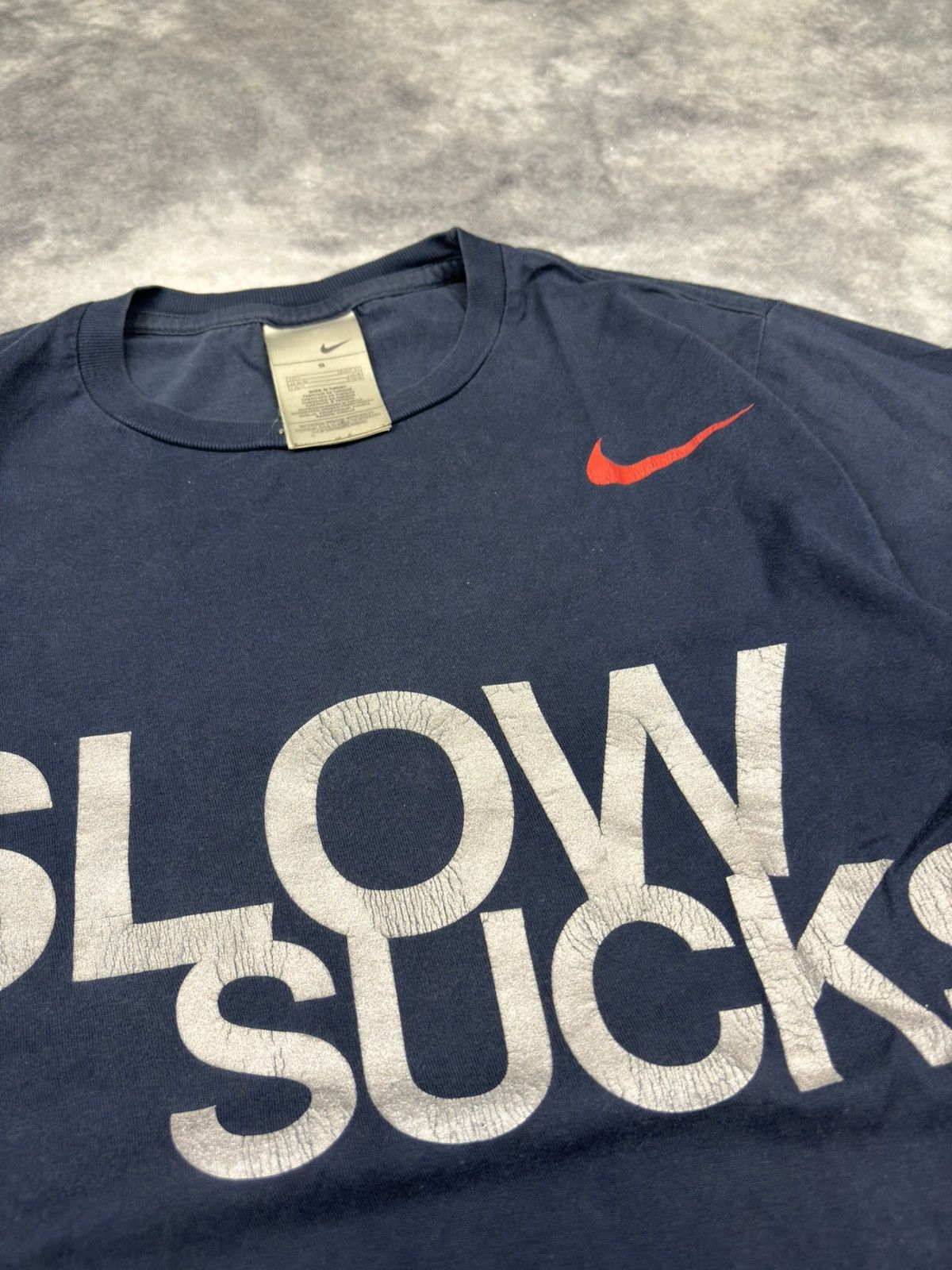 Nike × Vintage Nike Running Slow Sucks Vintage Shirt Grey Tag Tee Rare Size US S / EU 44-46 / 1 - 2 Thumbnail