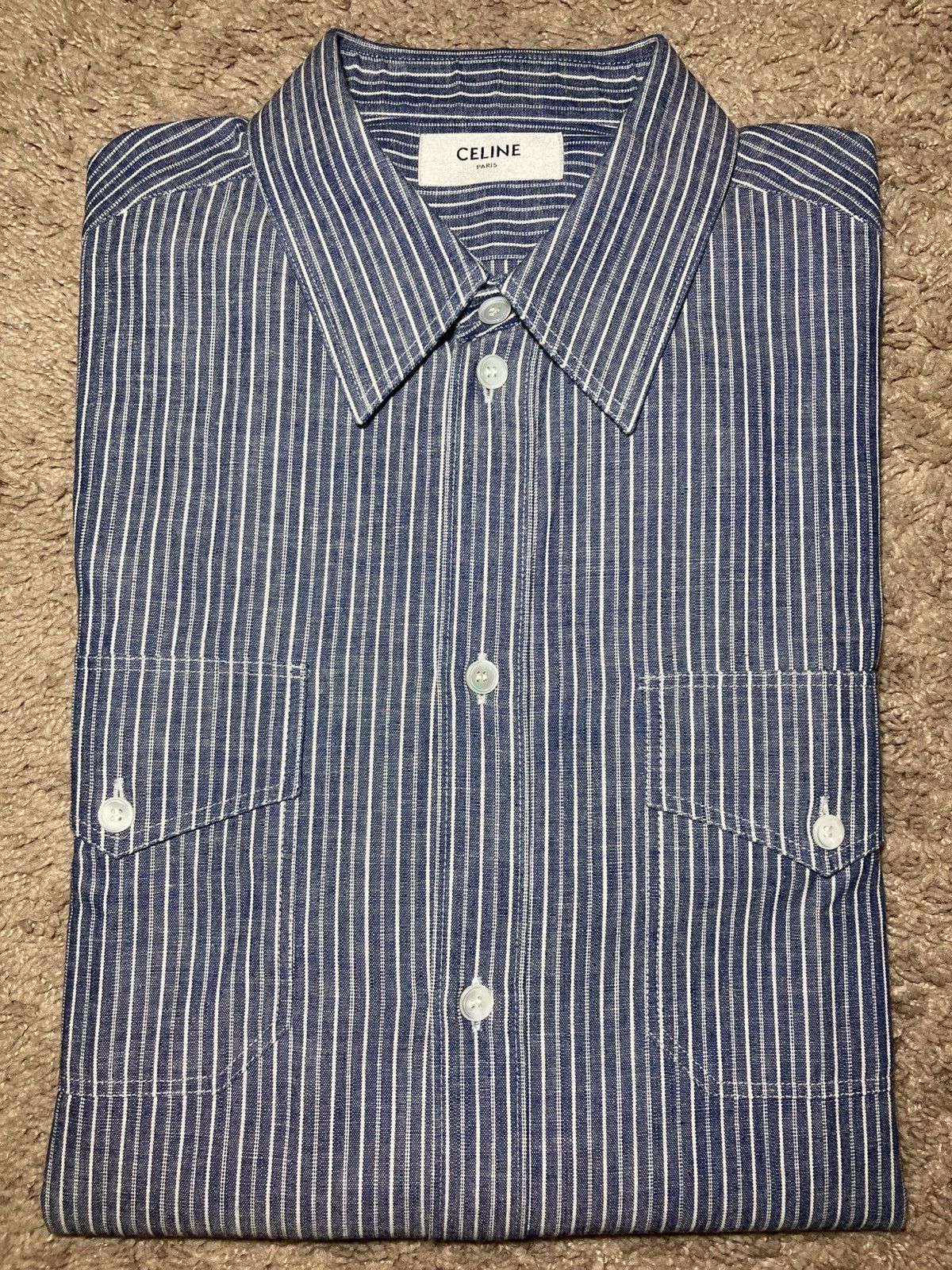 Celine SS20 Celine Hickory Stripe Button Shirt Western Pocket 2020 Size US M / EU 48-50 / 2 - 1 Thumbnail