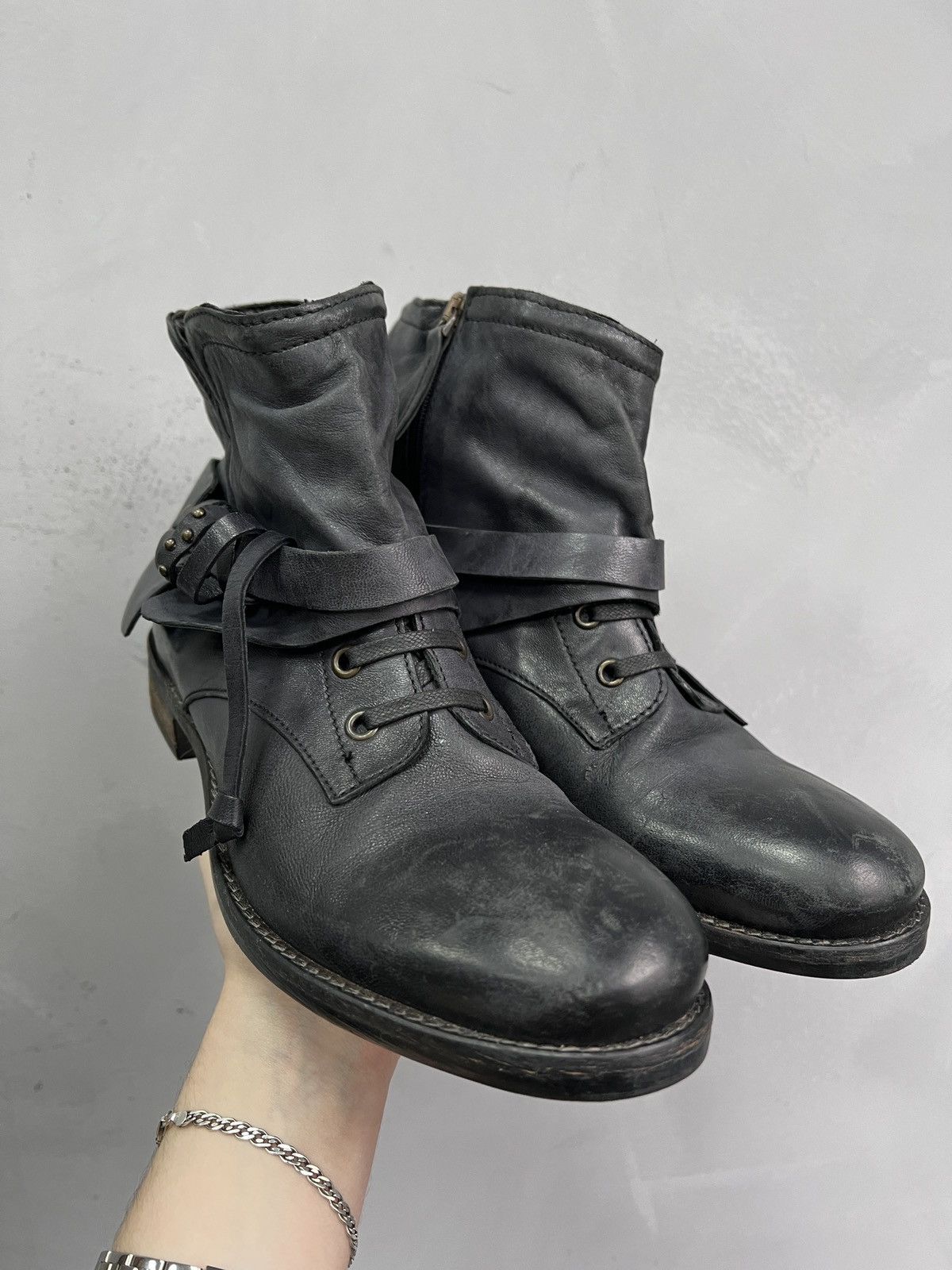A.S.98 Dark blue leather boots A.S.98 detailed vintage guidi style Size US 8 / EU 41 - 2 Thumbnail