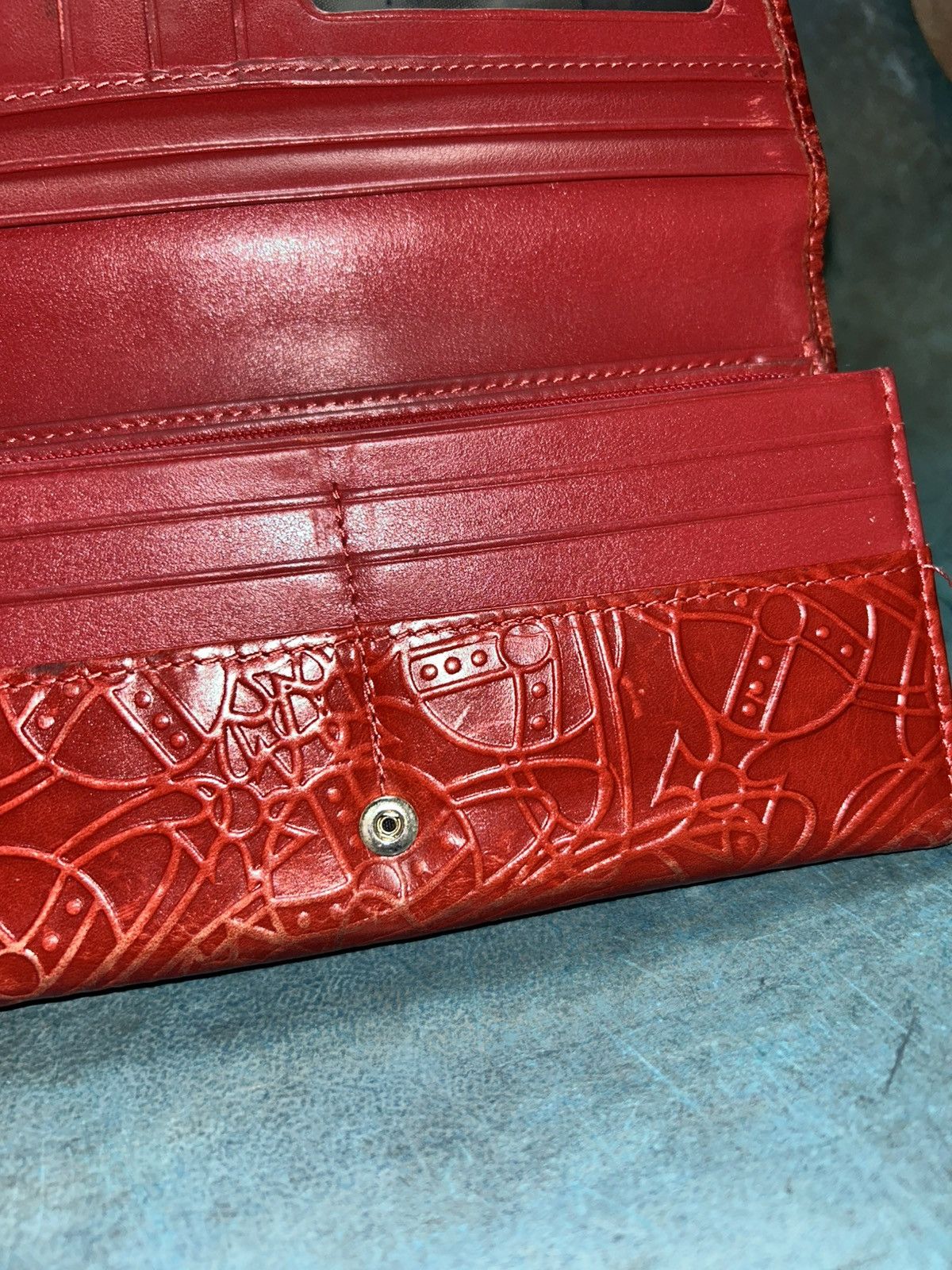 Vivienne Westwood London Embossed Monogram Orb Red Long Zip Wallet Size ONE SIZE - 10 Thumbnail